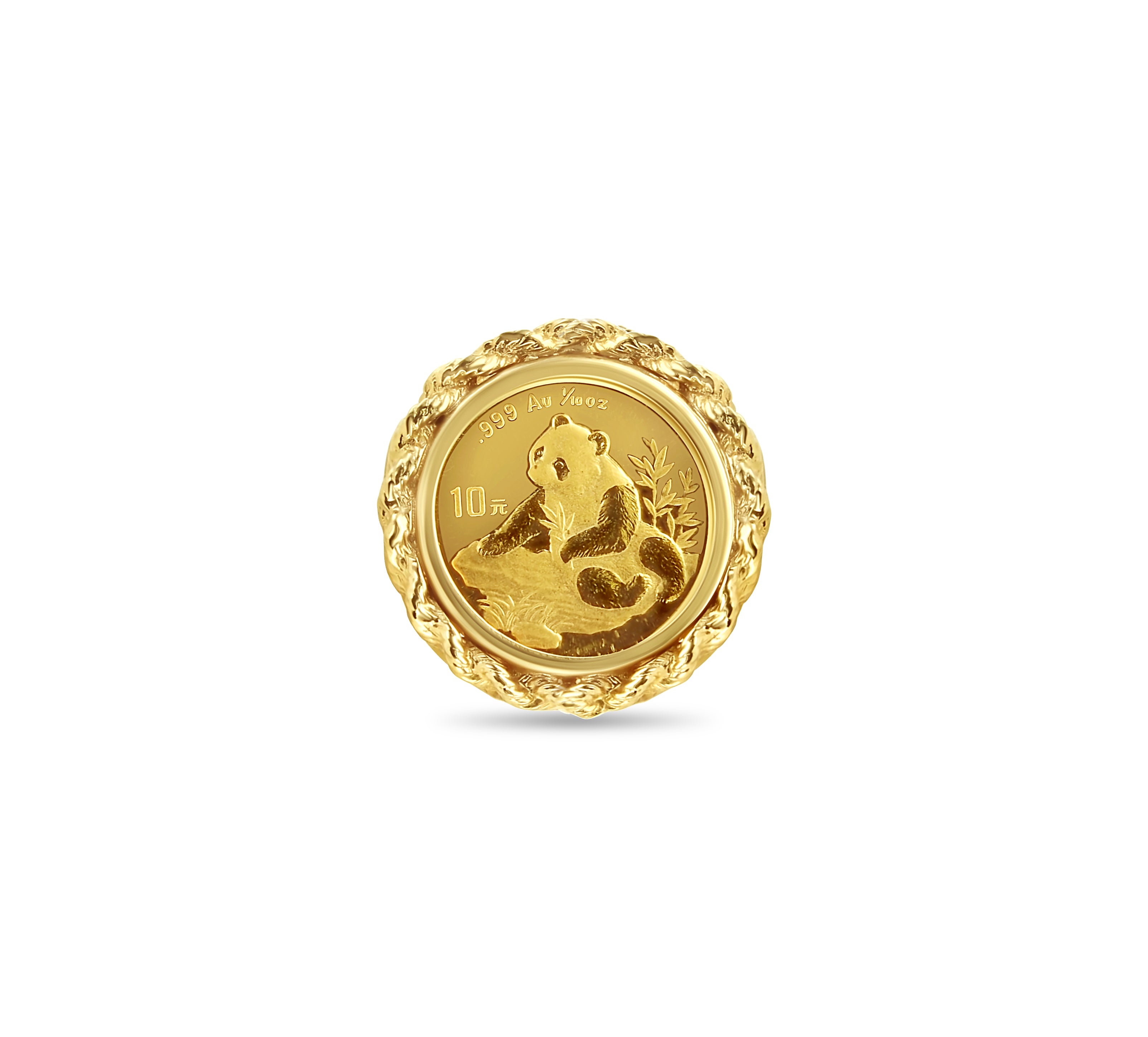 1/10 oz Chinese Panda Gold Coin Rope Ring - 24K Solid Gold Jewelry for Gifts, Collectors & Fashion Accessories | Perfect for Anniversaries, Birthdays & Special Occasions