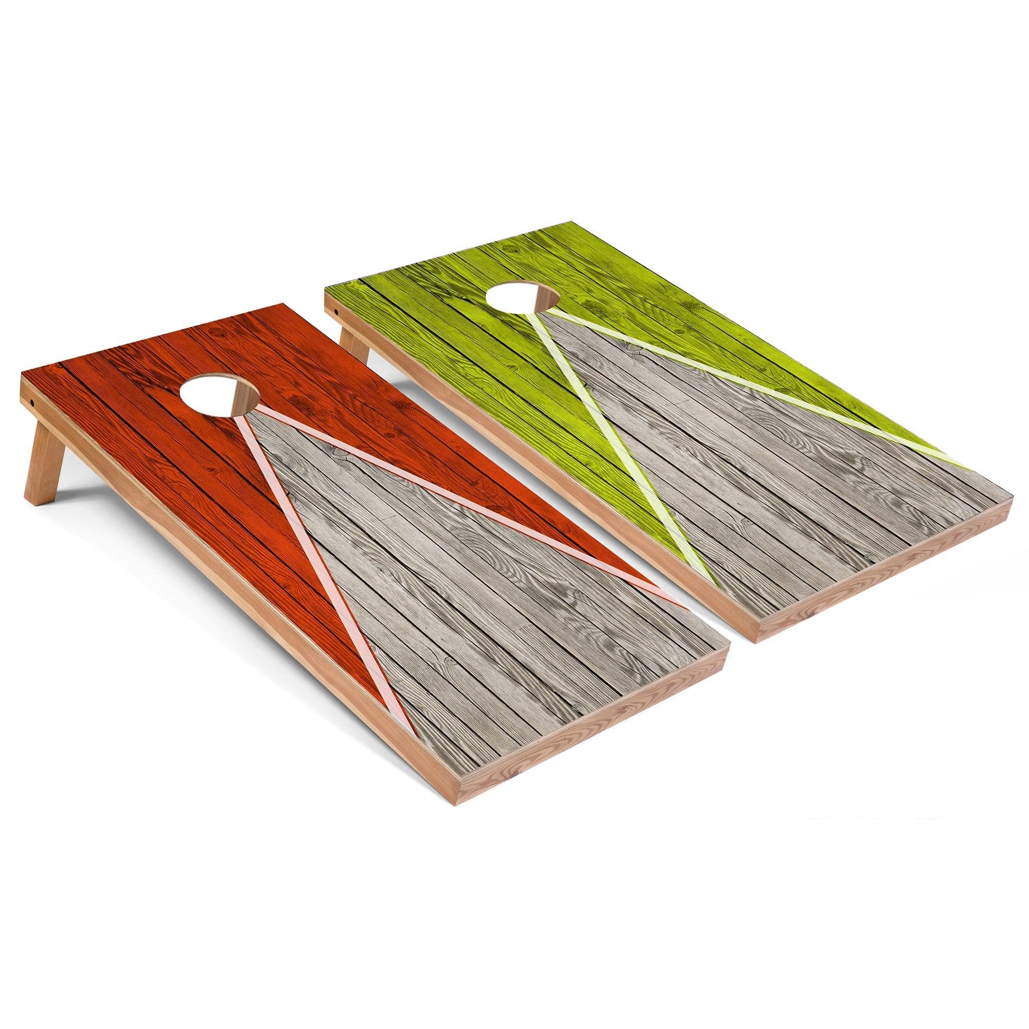 Skip's Garage Orange and Lime Pyramid Corn Hole Set - Regulation Size Portable Cornhole Game with Solid Wood or All-Weather Boards - Perfect for Backyard Parties, Tailgating, and Outdoor Events