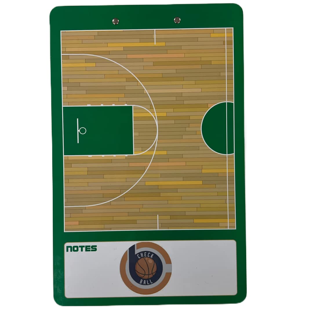 Double-Sided Basketball Coaching Board - Premium Dry Erase Clipboard with Full & Half Court Diagrams (Green) | Perfect for Coaches, Players & Training Sessions
