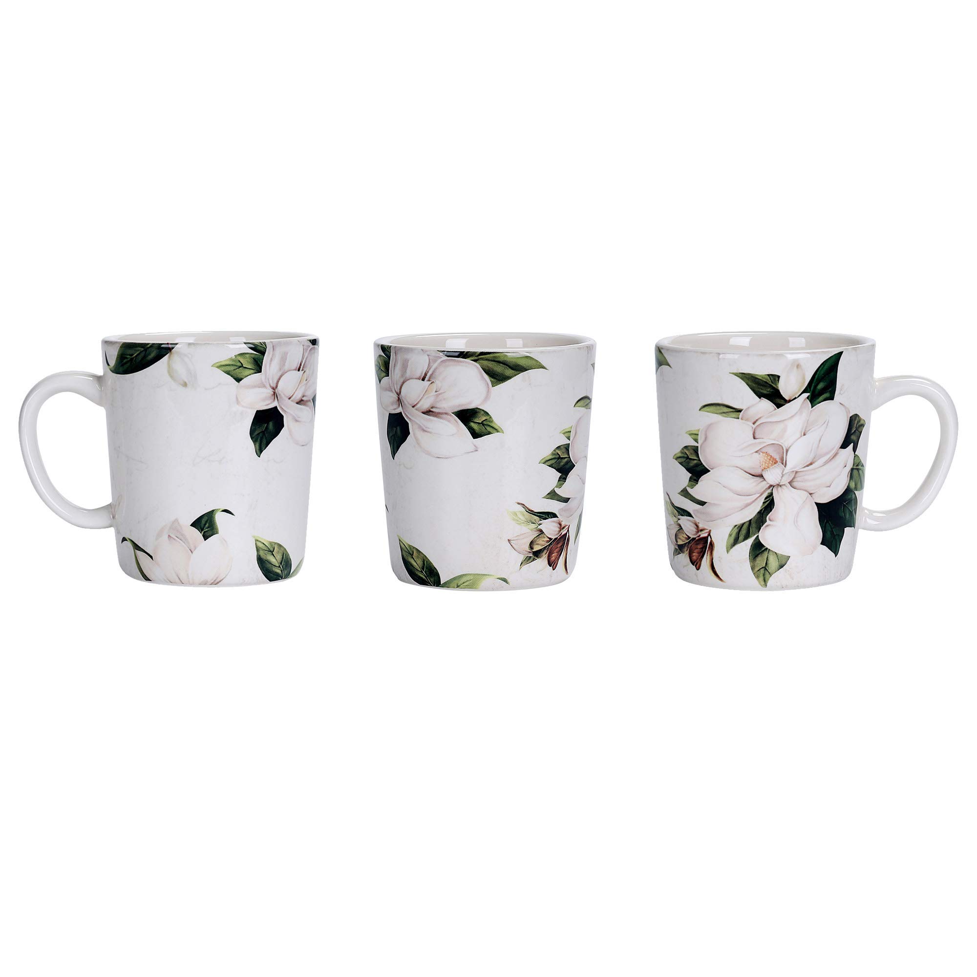 Bico Magnolia Floral Ceramic 16-Piece Dinnerware Set - Service for 4 with 11