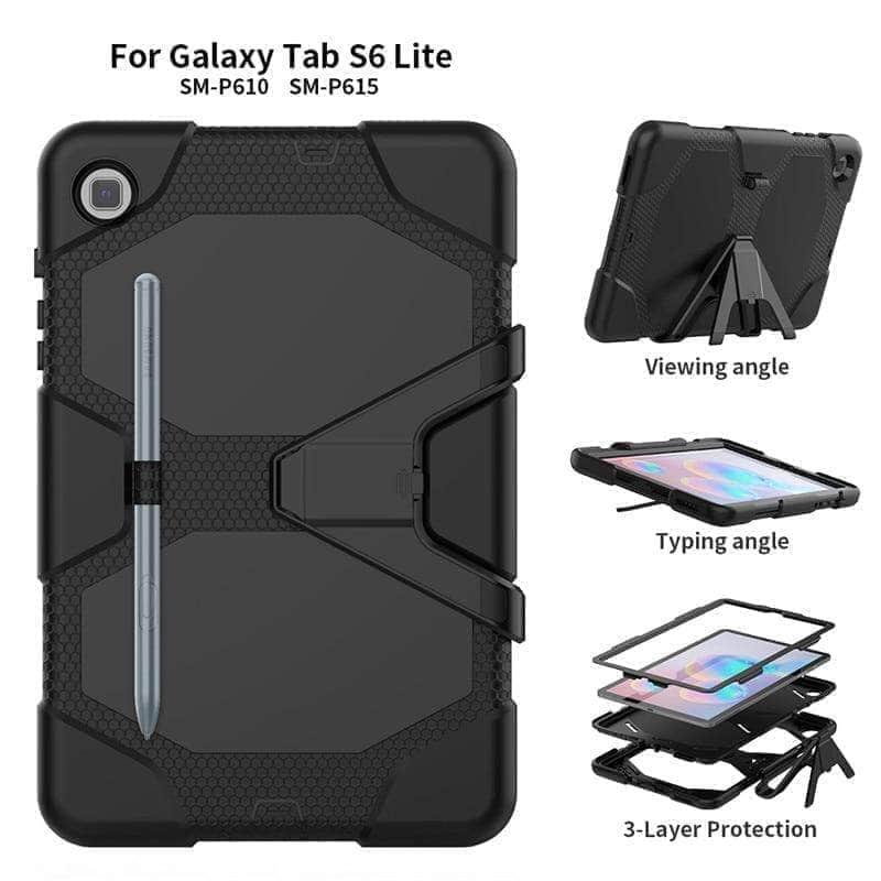Shockproof Heavy Duty Stand Case for Samsung Galaxy Tab S6 Lite 10.4 (2022/2020 Model P610/P615) - Protective Cover with Kickstand for Work, Study & Entertainment