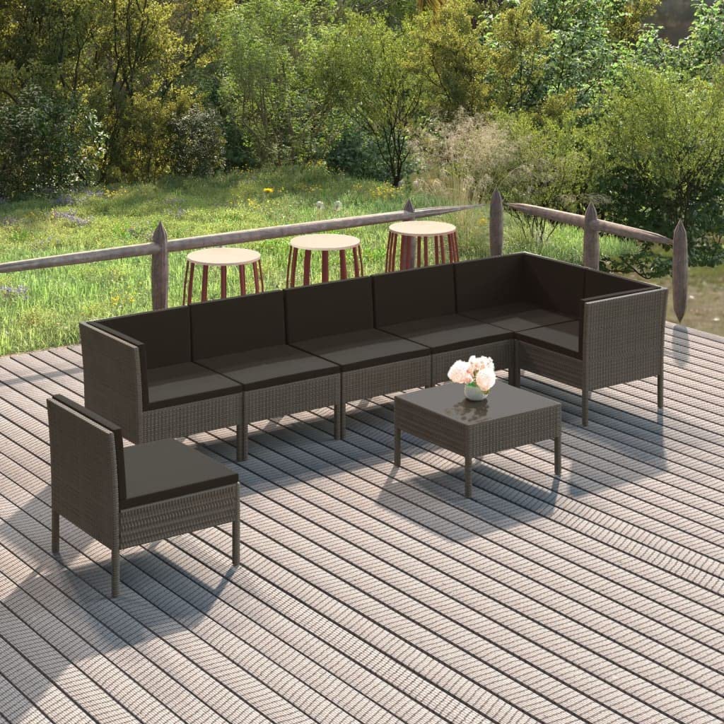 12-Piece Patio Lounge Set with Cushions - Durable Weather-Resistant PE Rattan Outdoor Furniture Set in Gray - Modular Design for Backyard, Poolside & Garden Relaxation