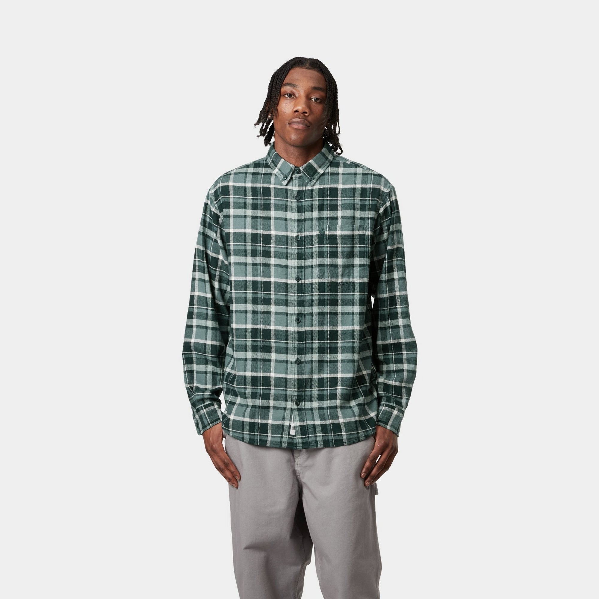Fendrick Men's Casual Checkered Shirt | Deep Lagoon Blue Plaid Button-Up for Outdoor Activities & Daily Wear