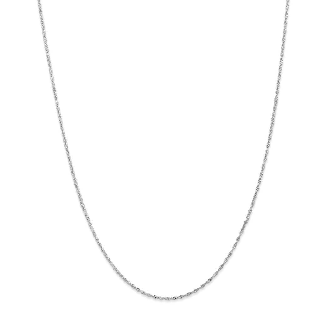 The Black Bow 1.1mm 14k White Gold D/C Singapore Chain Necklace – Elegant Gift for Weddings & Anniversaries