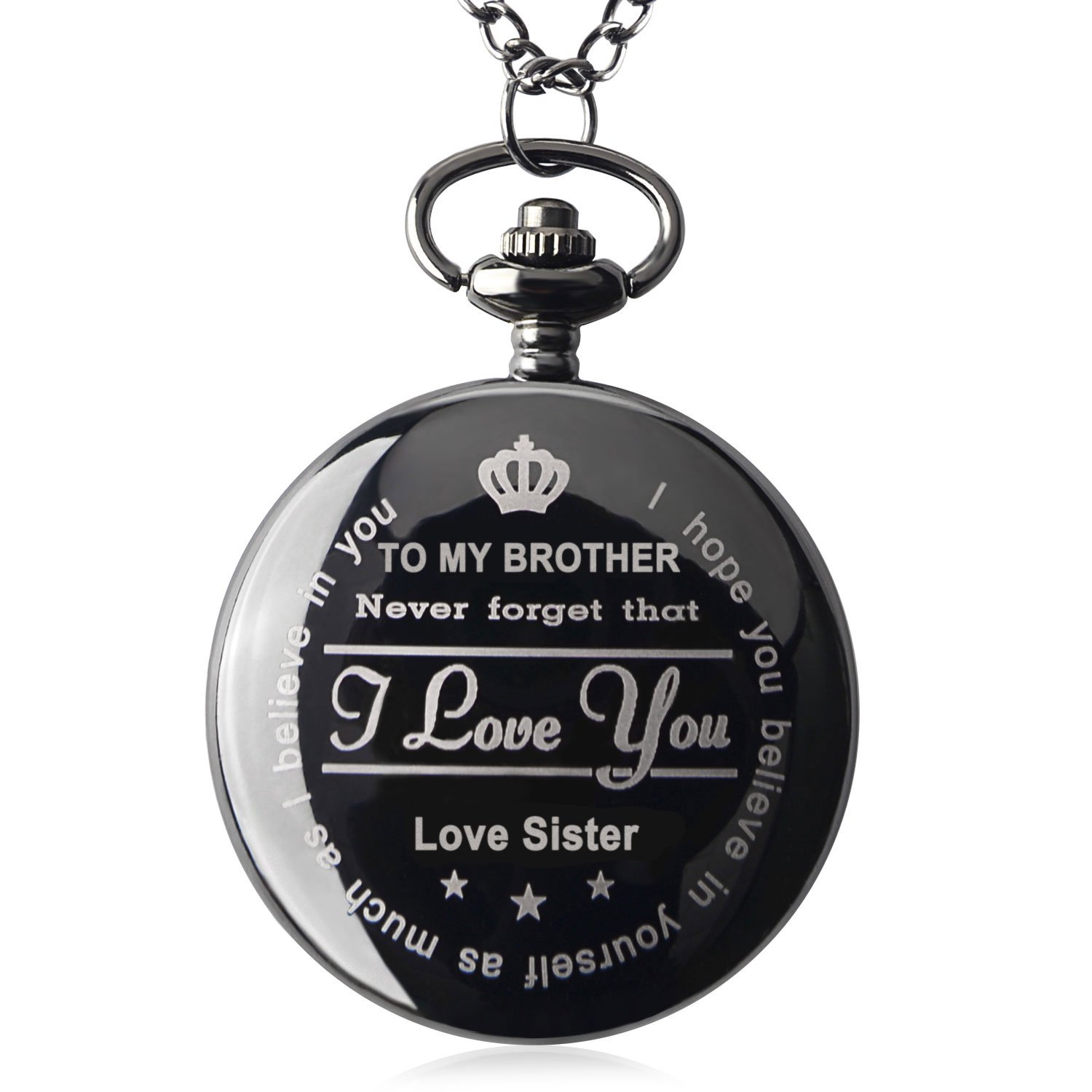 Brother Gifts from Sister - Engraved Pocket Watch for Men - Unique Christmas, Birthday & Graduation Gifts for Adult Brother - Perfect for Formal Events, Weddings & Special Occasions