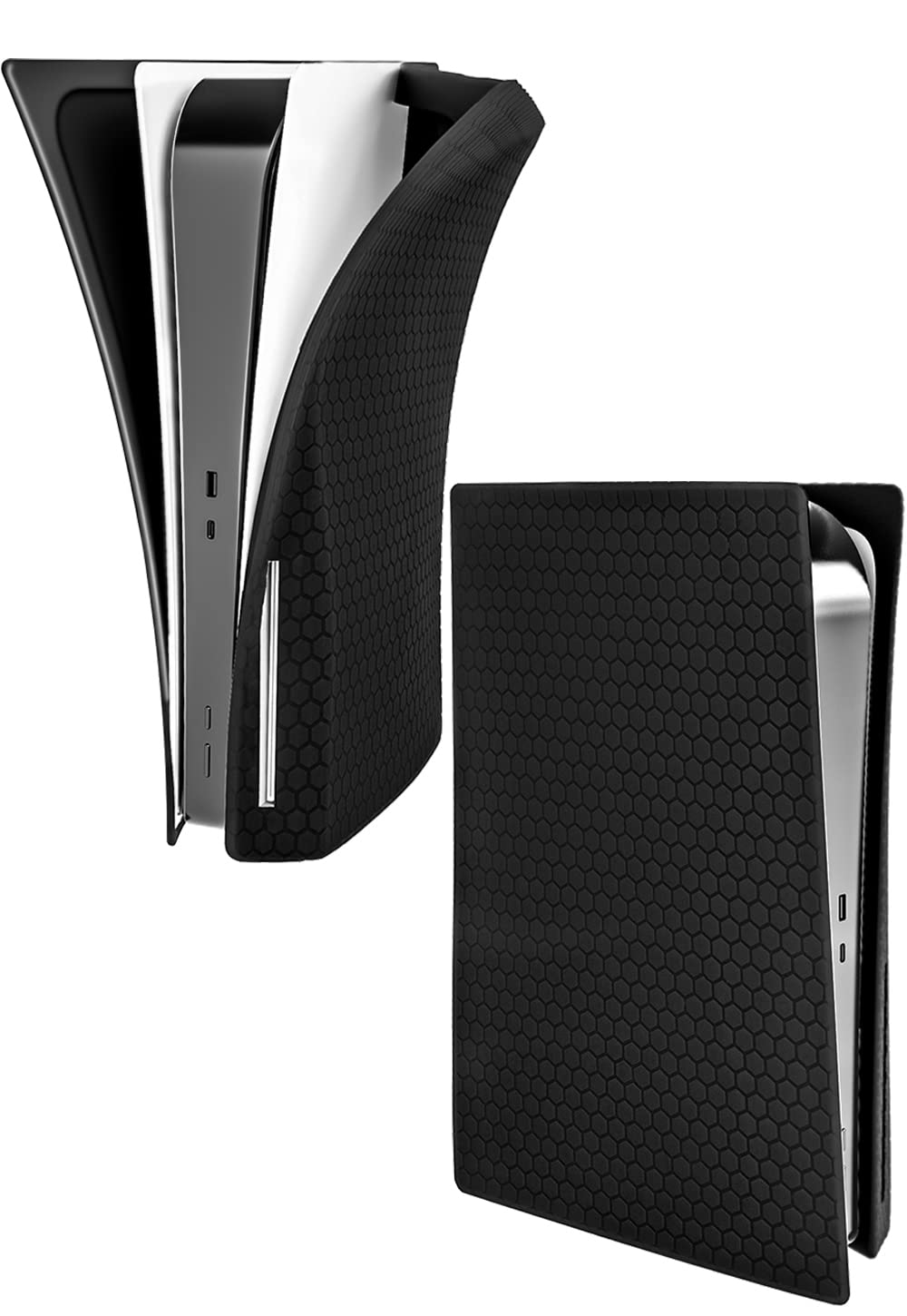 DOB SECHS PS5 Console Cover - Anti-Scratch, Shockproof & Waterproof Silicone Skin for Playstation 5 Disc Edition (Black) - Perfect for Gaming Protection & Home Entertainment Setup