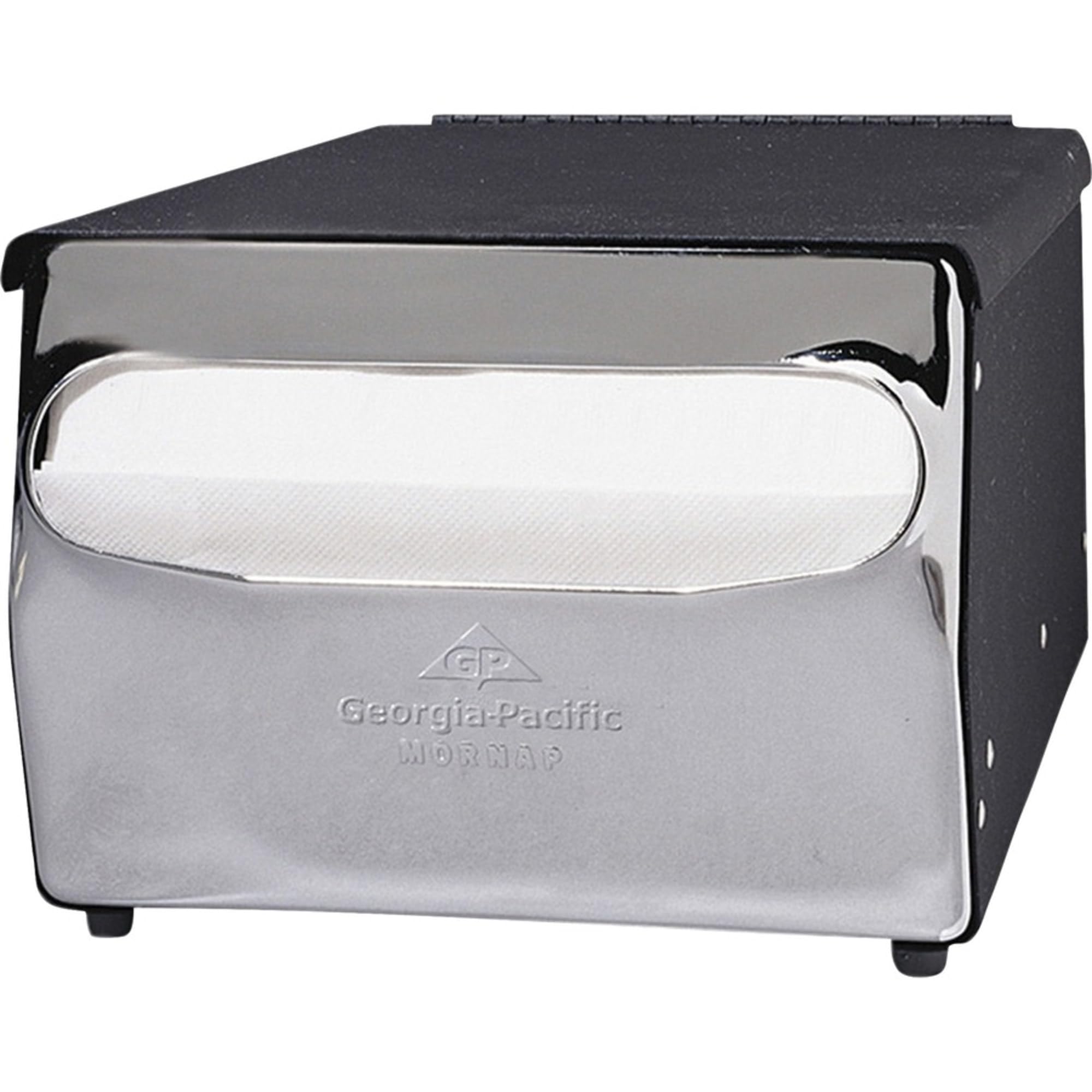 MorNap Black & Chrome Full Fold Cafeteria Napkin Dispenser - 6 Pack for Restaurants, Offices & Commercial Kitchens