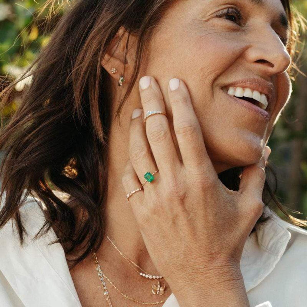 Stunning 14K Gold Large Starry Emerald Ring for Women - Elegant Statement Jewelry for Parties, Weddings & Special Occasions