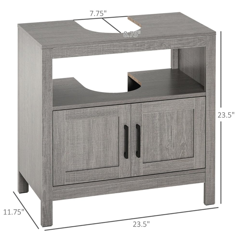 Under Sink Vanity Cabinet - Double Door Bathroom Storage Organizer with Particleboard Construction | Perfect for Small Bathrooms, Pedestal Sink Storage & Home Organization