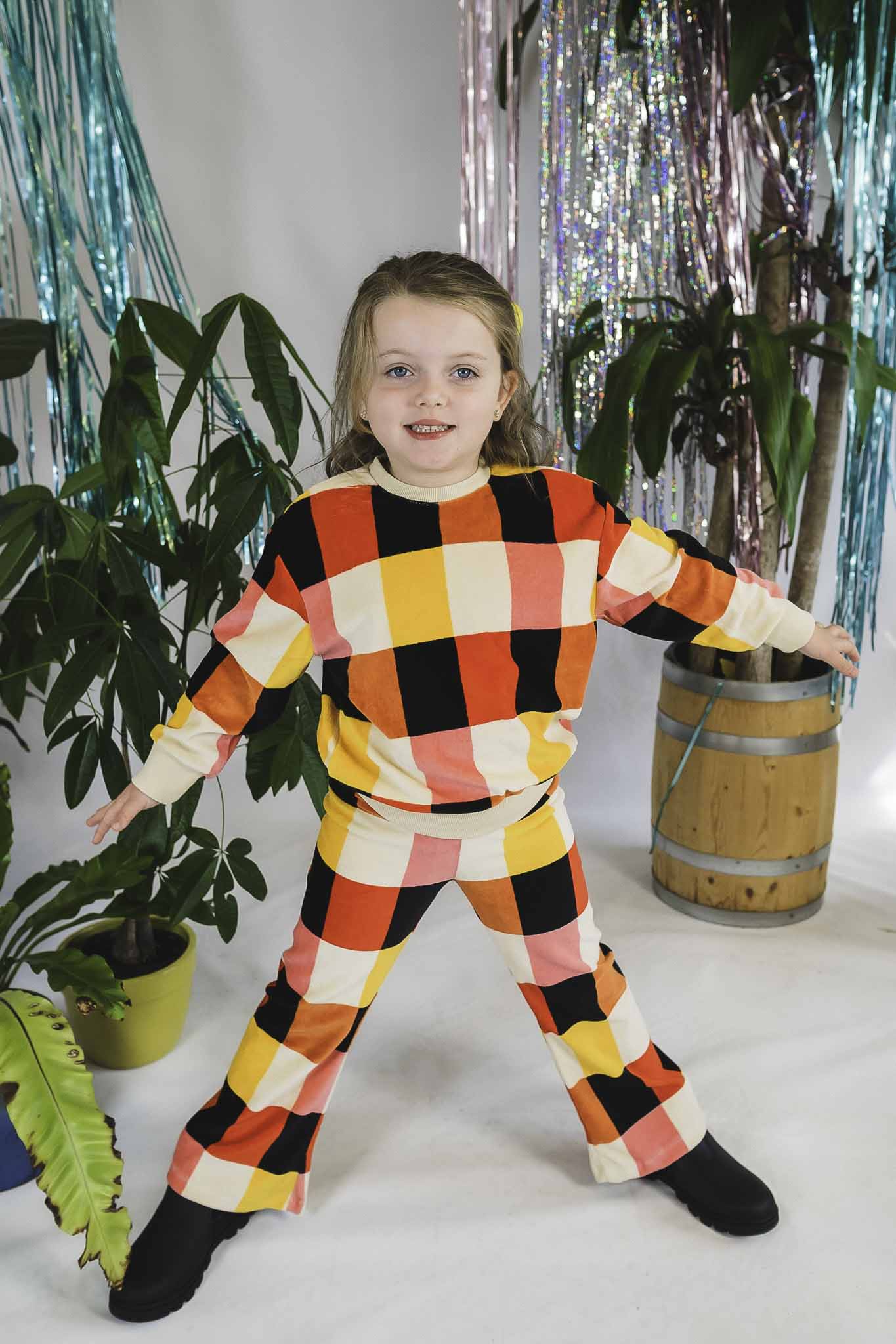 Checkers Velvet Flared Legging for Girls - Soft Stretchy & Comfortable Yoga Pants for Dance, School & Casual Wear