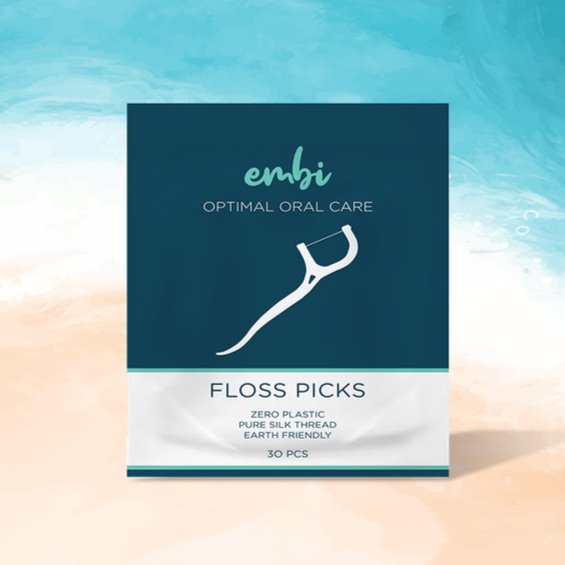 Embi OOC Pure Silk Dental Floss - Zero Plastic Eco-Friendly Floss Picks (30 Pack) | Gentle on Gums, Perfect for Travel & Daily Oral Care