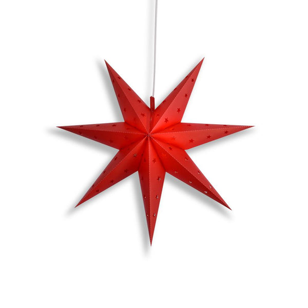 30 Pack Red 7-Point Weatherproof Star Lanterns - Outdoor Hanging Decorations for Patio, Garden, and Party Lighting