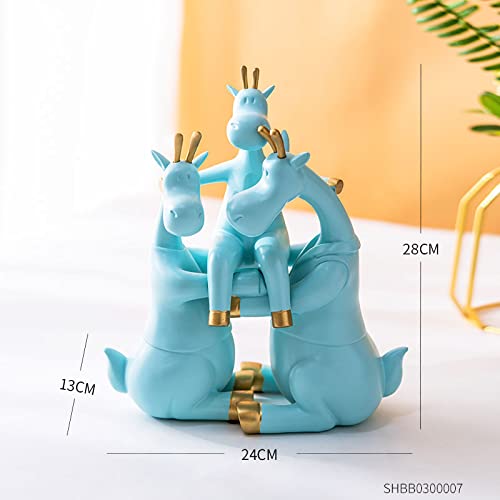 Resin Deer & Cow Figurine Statue - Modern Desktop Decoration for Home, Living Room, Office | Handcrafted Sculpture, Creative Gift Idea | Perfect for Farmhouse Decor, Wedding Centerpiece & Shelf Display (Family Cows A)