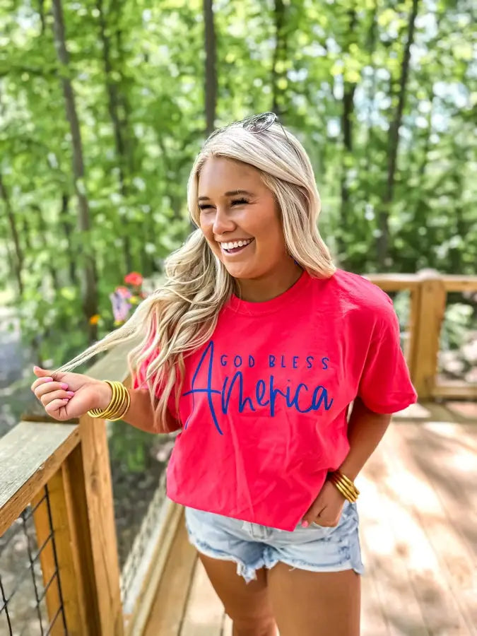 God Bless America T-Shirt - Patriotic American Flag Tee for Men & Women - Perfect for 4th of July, Memorial Day & Veterans Day Celebrations