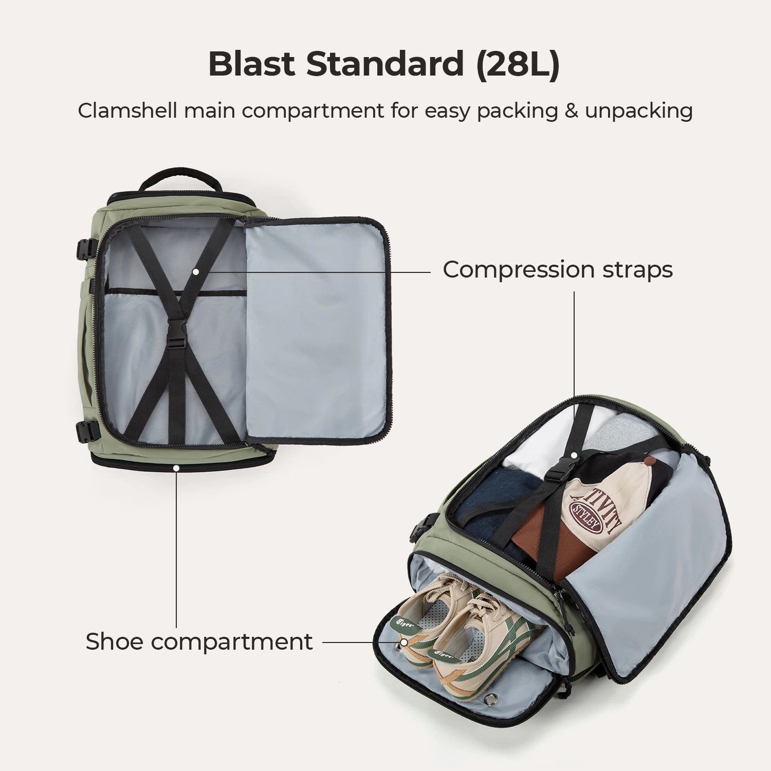 Blast Travel Backpack - Lightweight Waterproof Carry-On Backpack for Men & Women - Perfect for Airplane, Hiking, Camping & Daily Commute