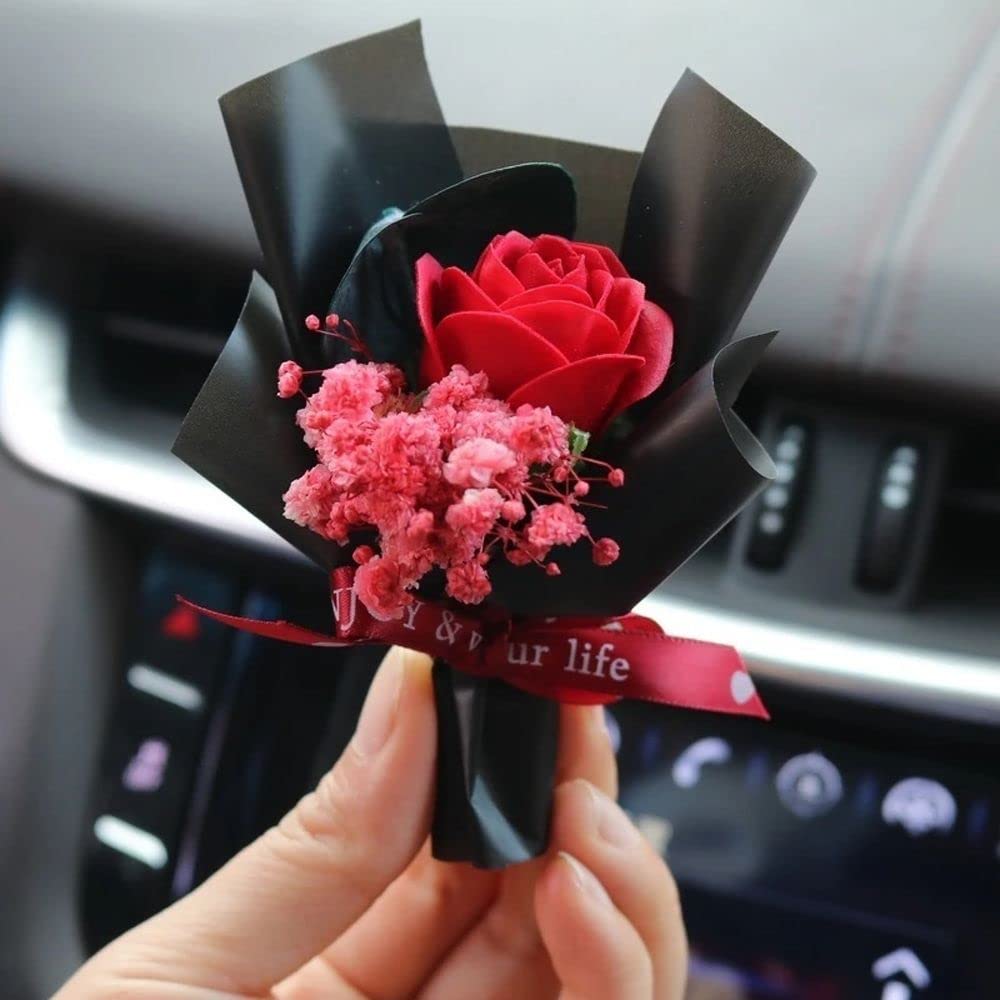 Mini Dried Flowers Bouquet for Car Air Vent Clips - Natural Car Air Freshener & Decorative Vent Accessories (Set of 3) - Perfect for Home, Office, and Car Interior Decor