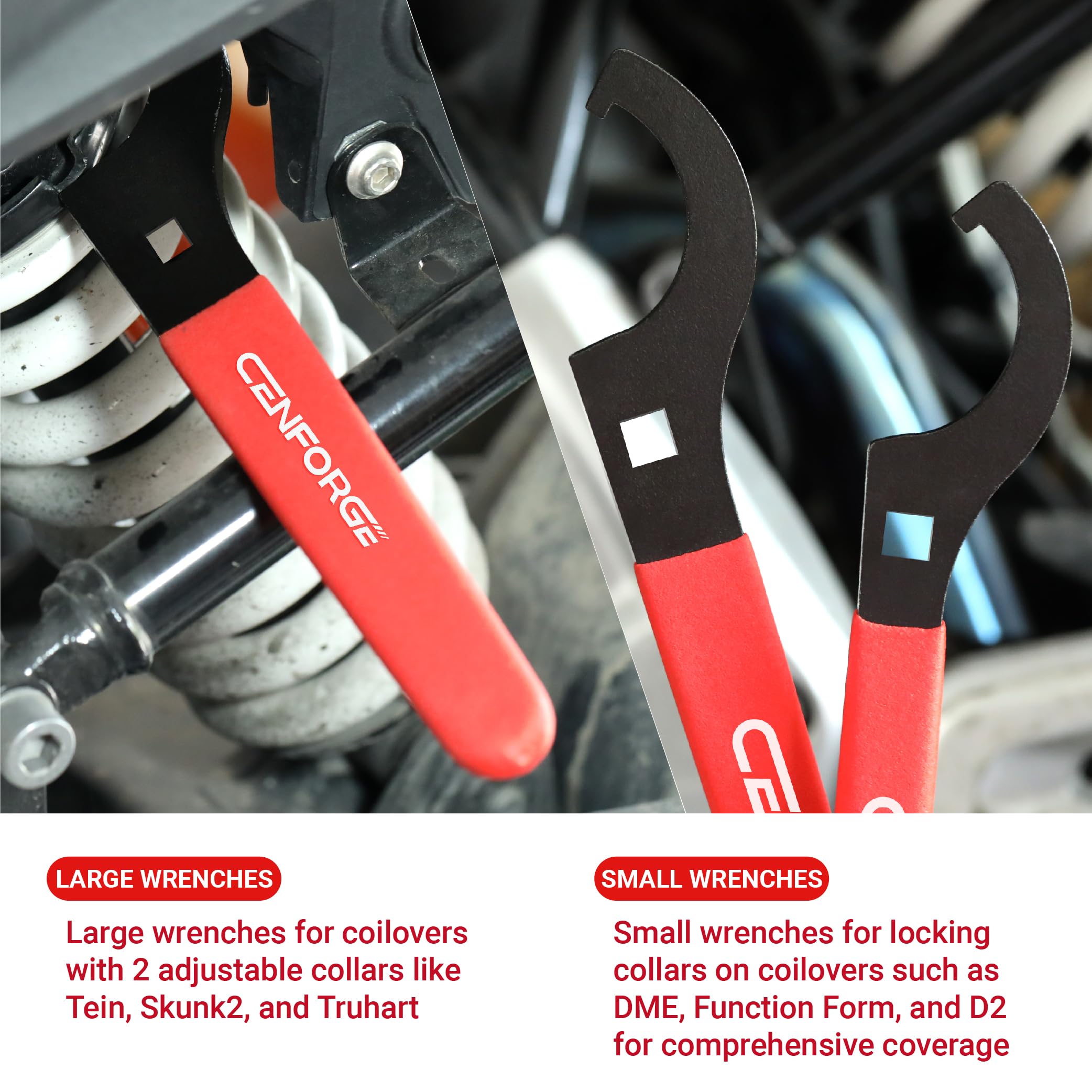 Universal Coilover Adjustment Spanner Wrench Set - 4-Piece Tool Kit for Suspension & Shock Adjustments with 3/8