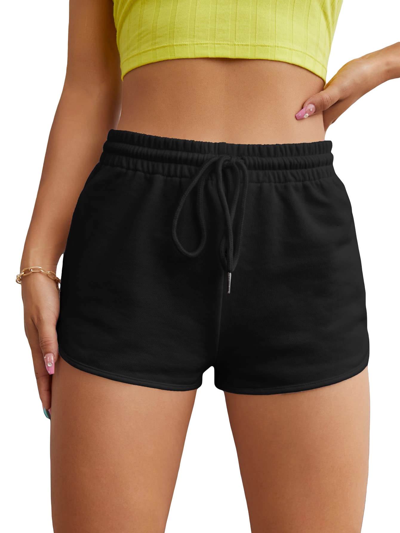 MakeMeChic Women's Casual Drawstring Waist Sweat Shorts - Athletic Running Track Shorts for Yoga, Gym & Lounge Wear