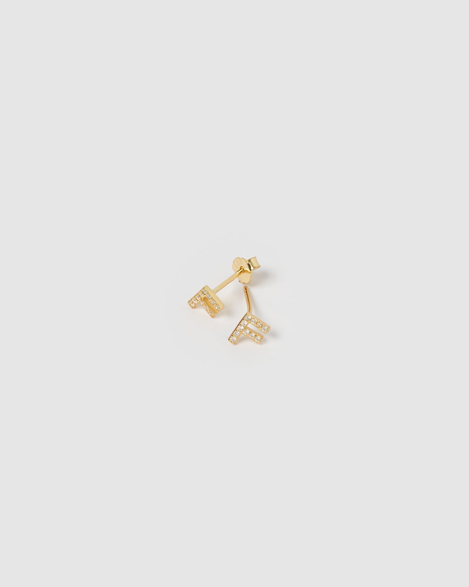 Izoa Gold Alphabet Mini Letter F Stud Earrings - Dainty Initial Jewelry for Women, Perfect Gift for Birthdays, Anniversaries & Everyday Wear