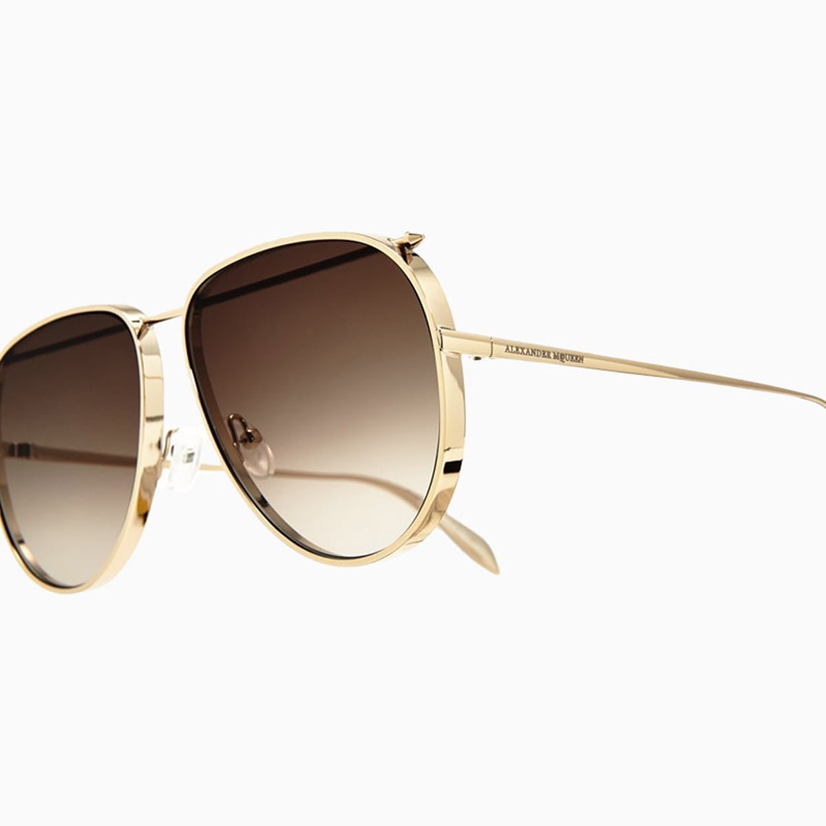 Alexander McQueen Brown Gold Metal Sunglasses for Women - Luxury Designer Shades for Fashion & Outdoor Activities