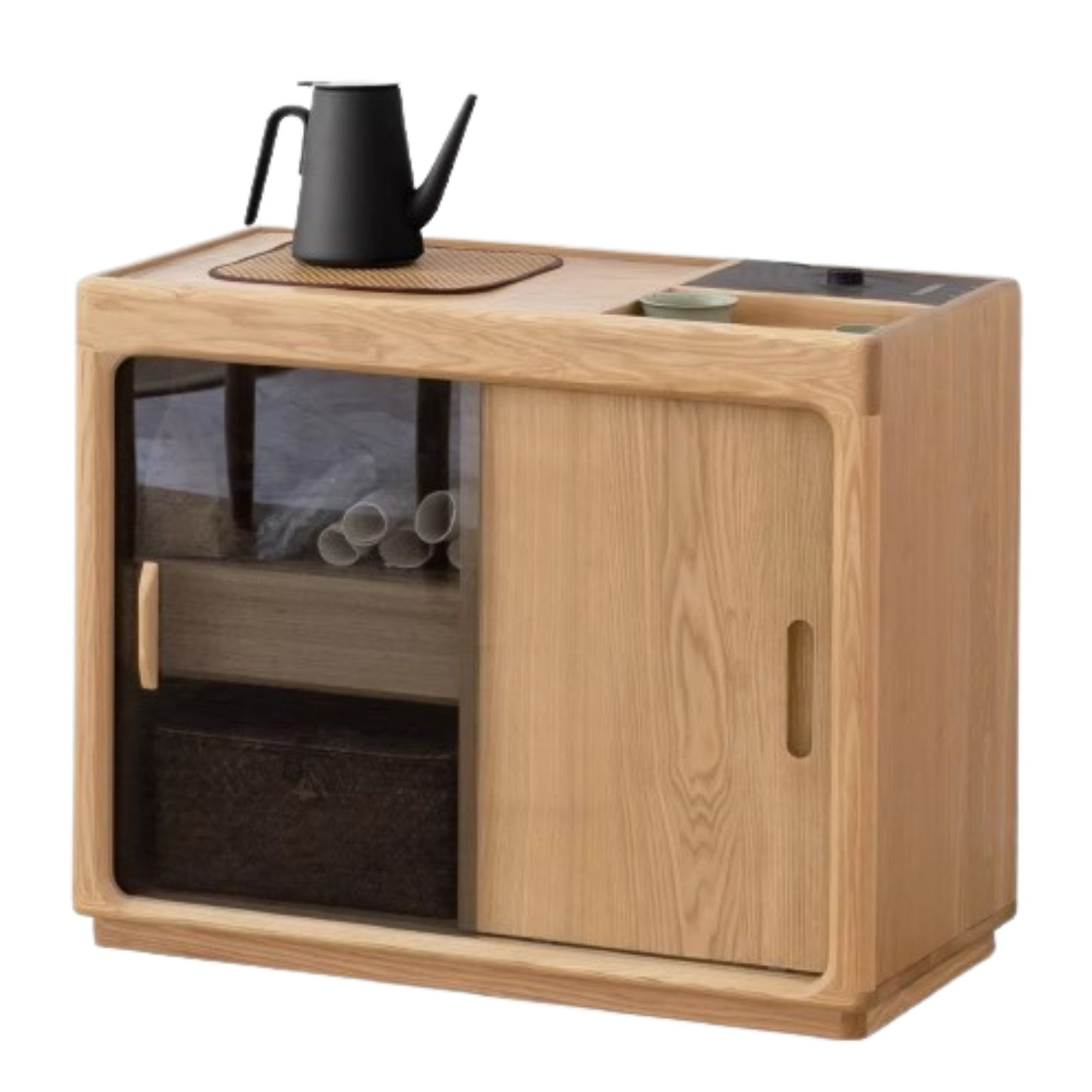 31.4x16.5x25.1 inch / 80x42x64 cm / Natural Wood Color / Ash Tea cabinet with tea maker