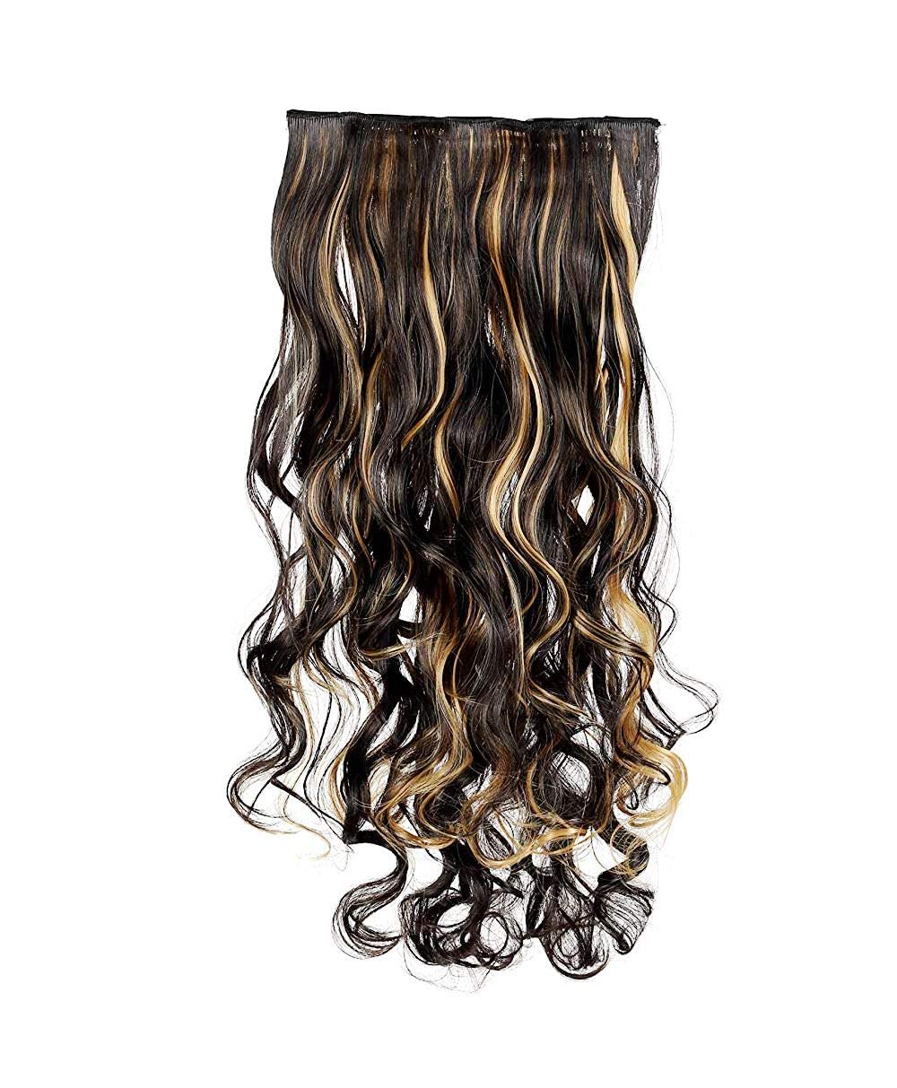 BLUSHIA Natural Highlight Wavy Hair Extensions - 5 Clips for Volume & Length | Perfect for Parties, Weddings & Daily Styling