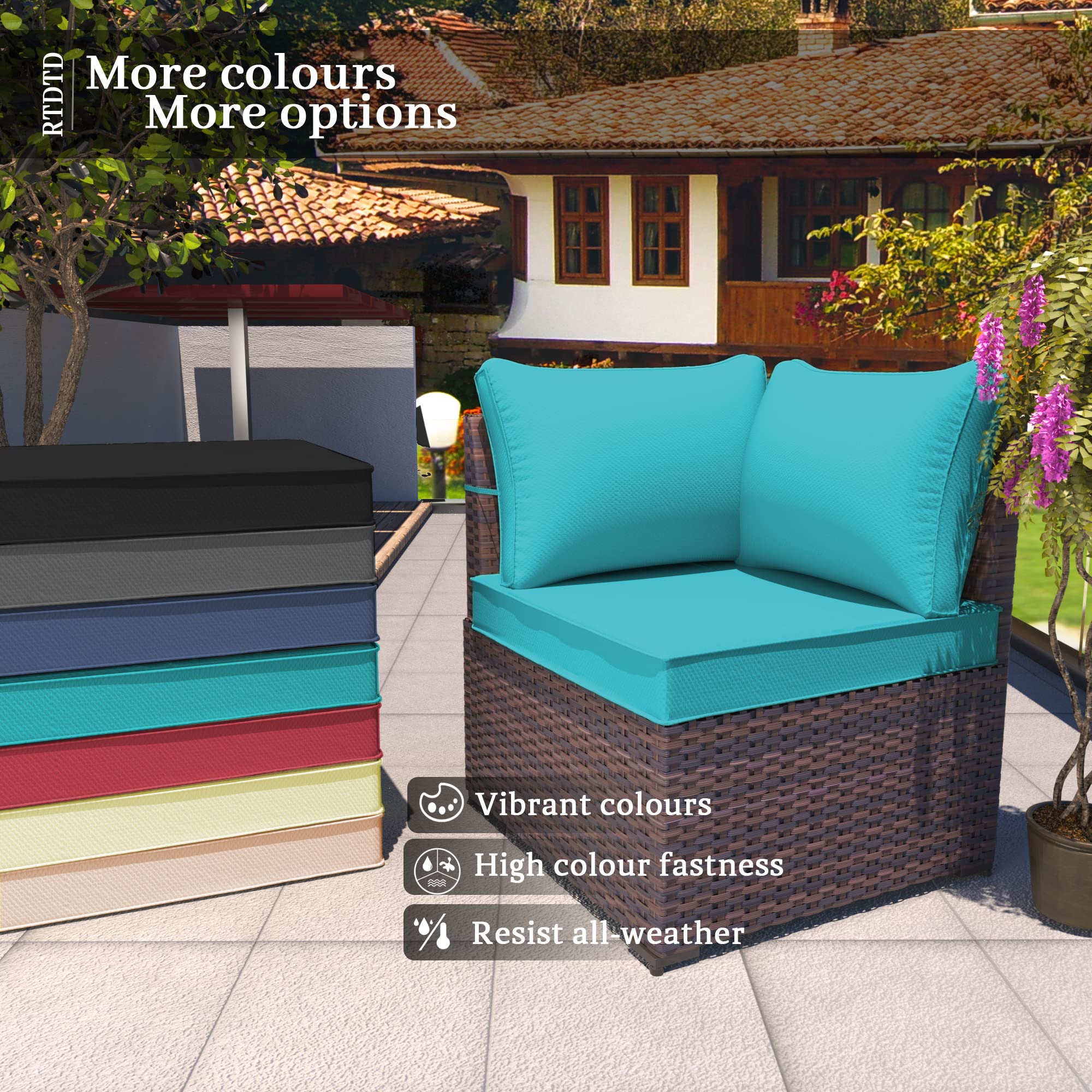 Outdoor Patio Cushion and Pillow Covers Replacement - Waterproof Slipcovers for Garden Furniture, Sofa & Couch with Zipper Design (Set of 5 Seat & 6 Backrest Covers, Blue) - Perfect for Backyard, Deck, Poolside and Patio Furniture Protection