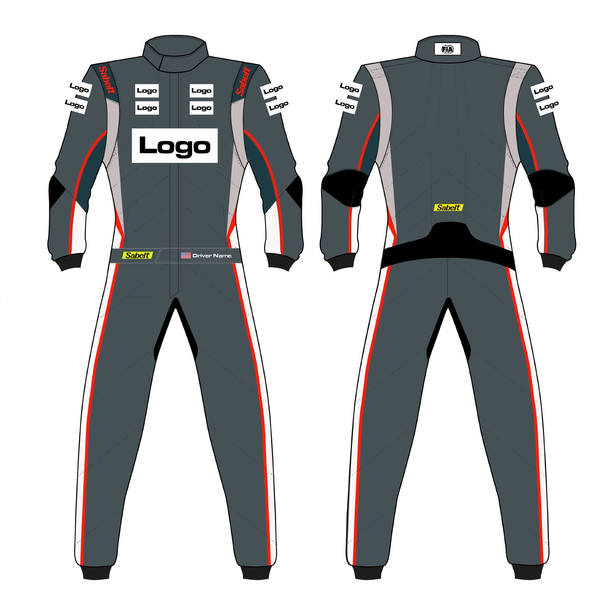 Sabelt TS 10 Custom Printed Racing Suit - High Performance Fireproof Racewear for Motorsports, Track Days & Professional Drivers