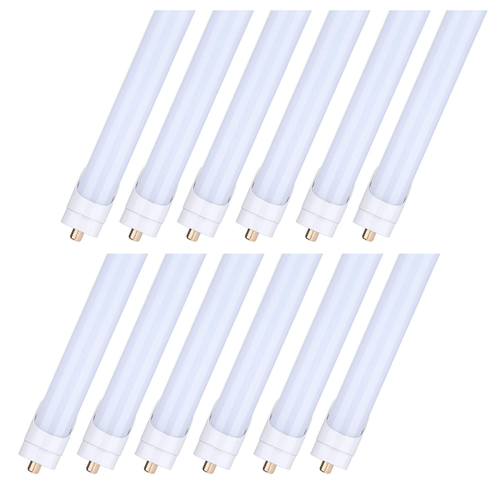 8ft LED Shop Lights - 45W 6000K Cool White, Ballast Bypass, Frosted Cover, Single Pin F96 Fluorescent Replacement (T8/T10/T12 Compatible) - Perfect for Workshop, Warehouse, Garage & Industrial Lighting (12 Pack)