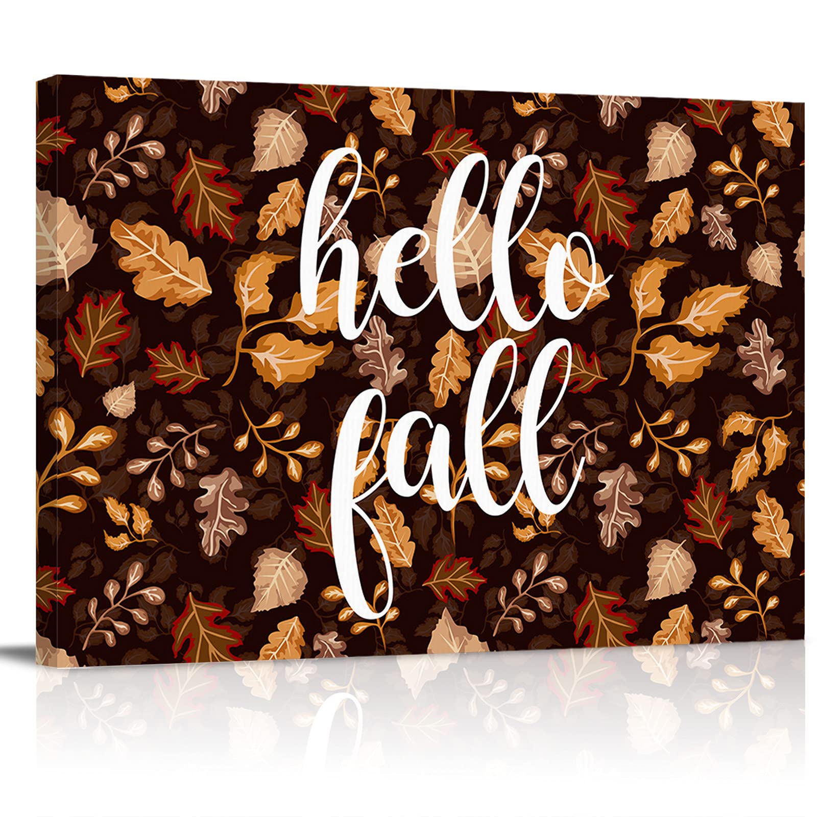 Autumn Leaf Thanksgiving Wall Art - 24x36in Framed Canvas Painting for Bathroom, Bedroom & Kitchen Decor - Fall Season Leaves Print for Home Wall Decoration | Perfect for Seasonal Decor, Thanksgiving Gifts & Cozy Home Styling