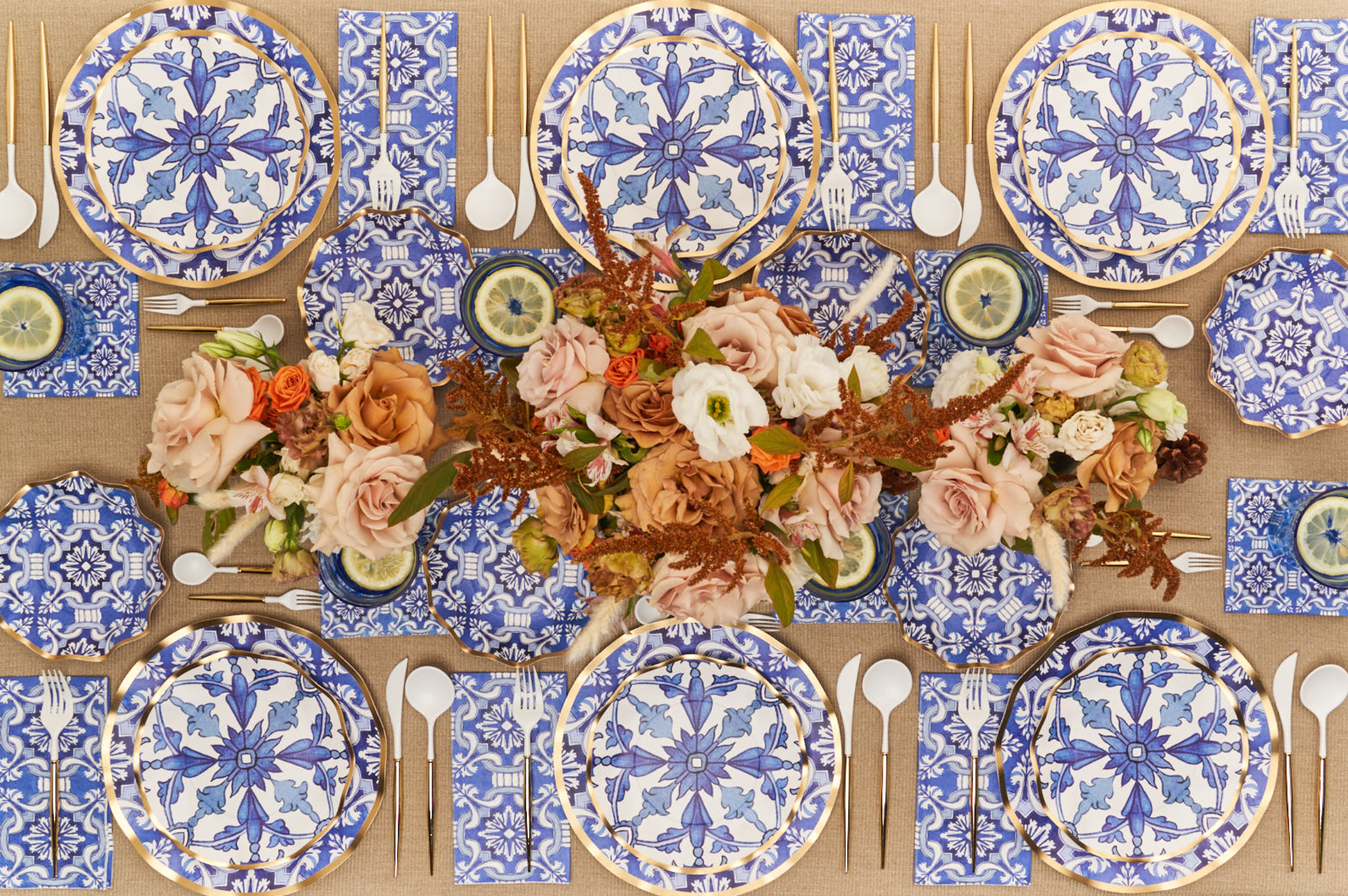 Premium Moroccan Lemons Table Setting - Handcrafted Ceramic Dinnerware Set for Elegant Dining & Home Decor | Perfect for Weddings, Parties & Special Occasions