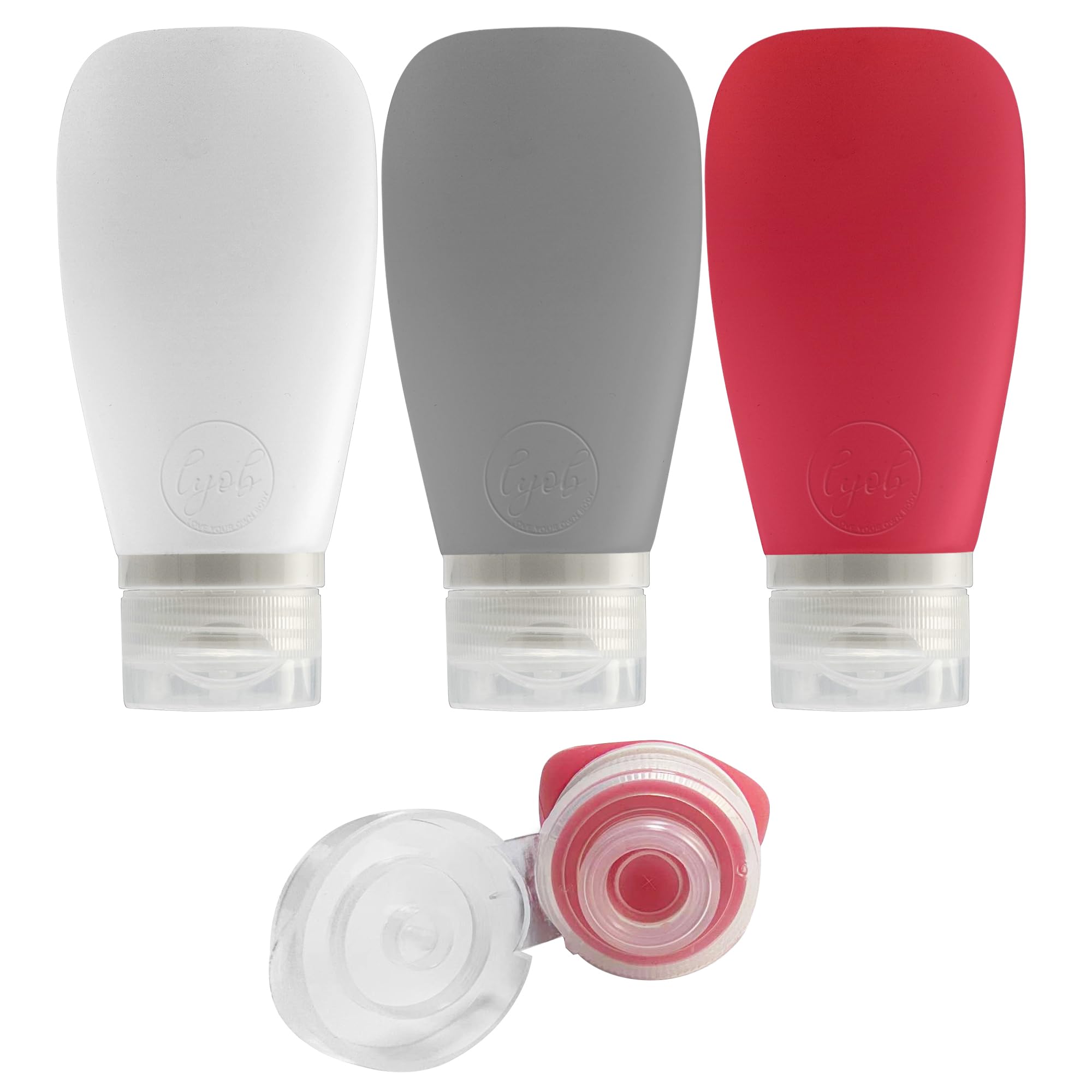 3oz Leakproof Silicone Travel Bottles Set - TSA Approved Refillable Toiletries Containers for Shampoo, Lotion & Cosmetics | Perfect for Airplane Carry-On, Gym, Sports & Vacation Essentials