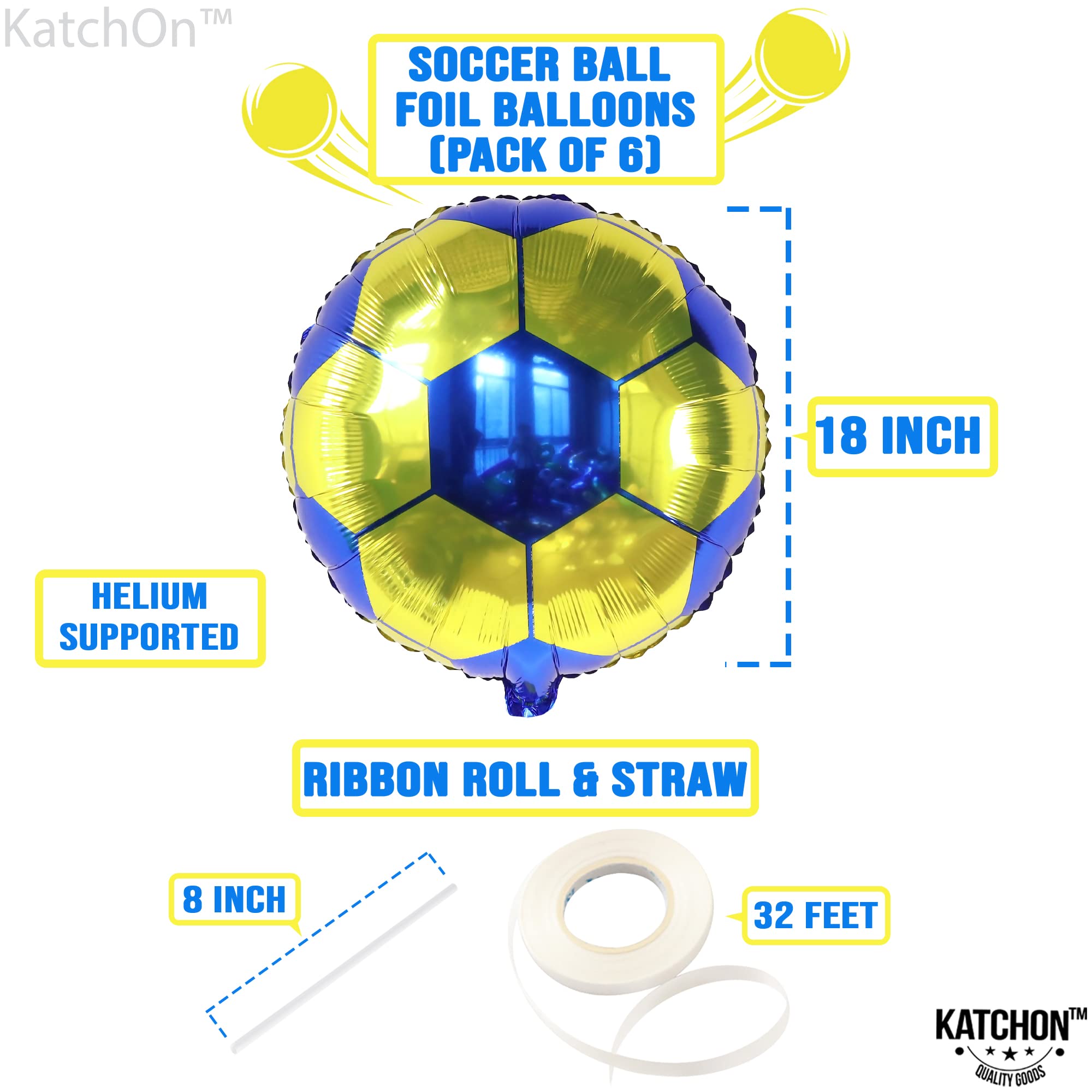 18-Piece Soccer Balloons Set - 18 Inch Large Round Foil Balloons for Soccer Birthday Party Decorations (Black, Red, Yellow) - Perfect for Soccer Themed Parties, Baby Showers & Game Day Decor