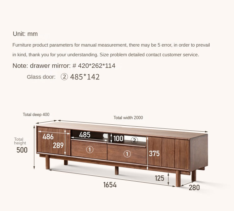 Premium Black Walnut & Ash Solid Wood TV Stand - Modern Entertainment Center for Living Room, Bedroom & Home Theater