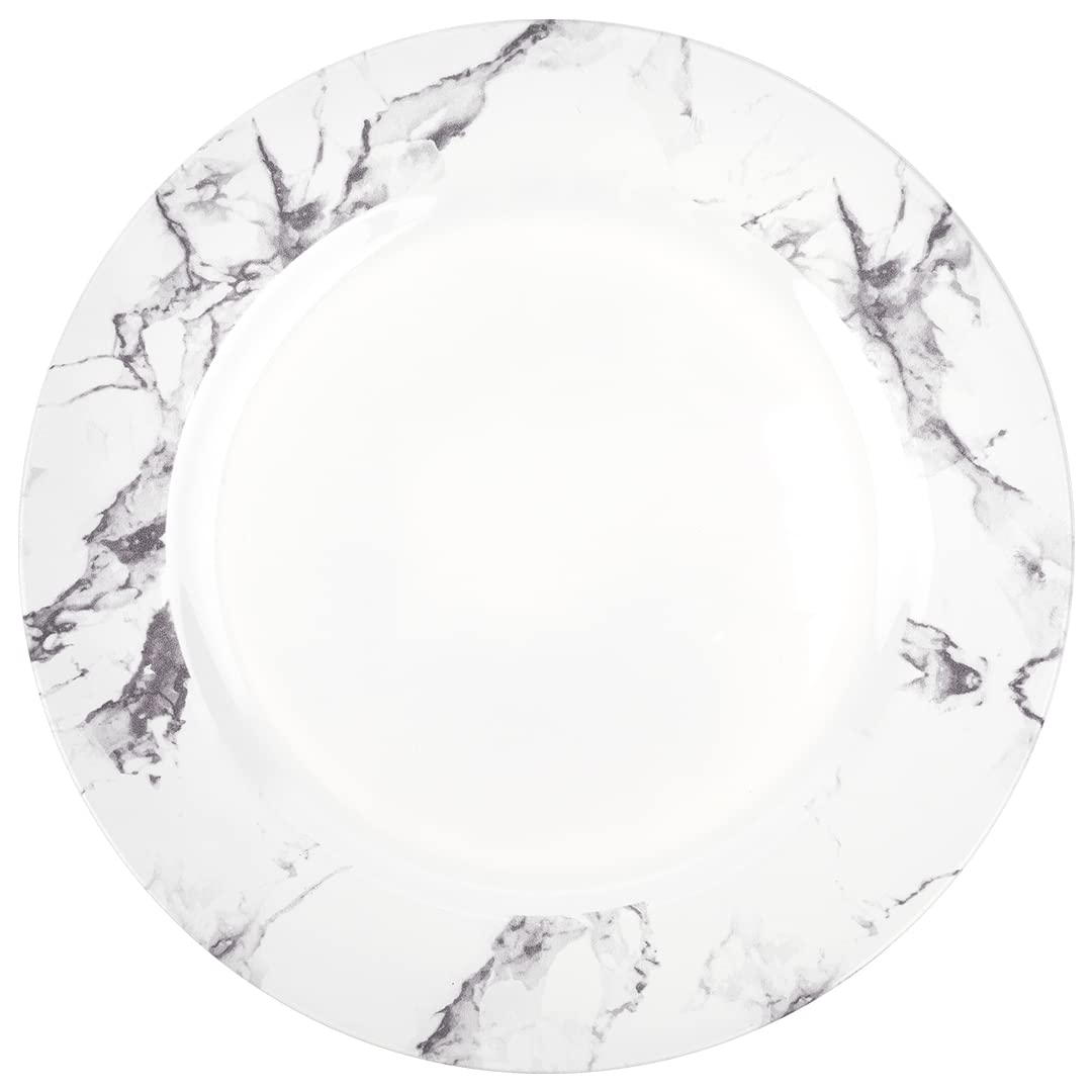 Koyal Wholesale 13-Inch Modern Acrylic Charger Plates - Bulk Set of 24 for Weddings, Holidays & Parties - Heavy Duty Marble-Edge Dinner Plates - Perfect for Bridal Showers, Birthday Celebrations & Formal Dining Tables
