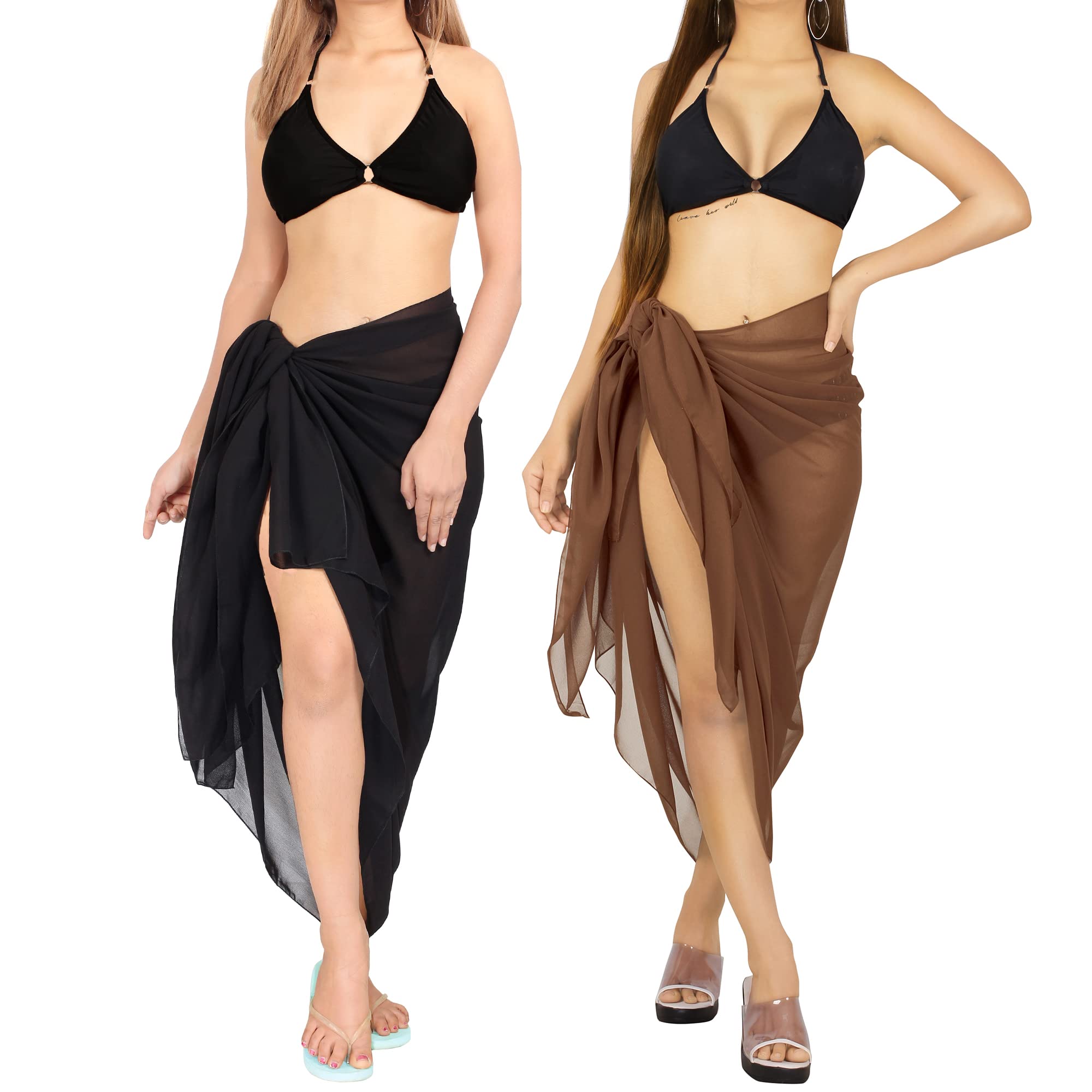 LA LEELA Women's Swimwear Cover Up - Flowy Beach Sarong Wrap & Maxi Pareo - Casual Bikini Cover Up for Pool, Beach Vacation & Summer Outings - One Size Fits Most