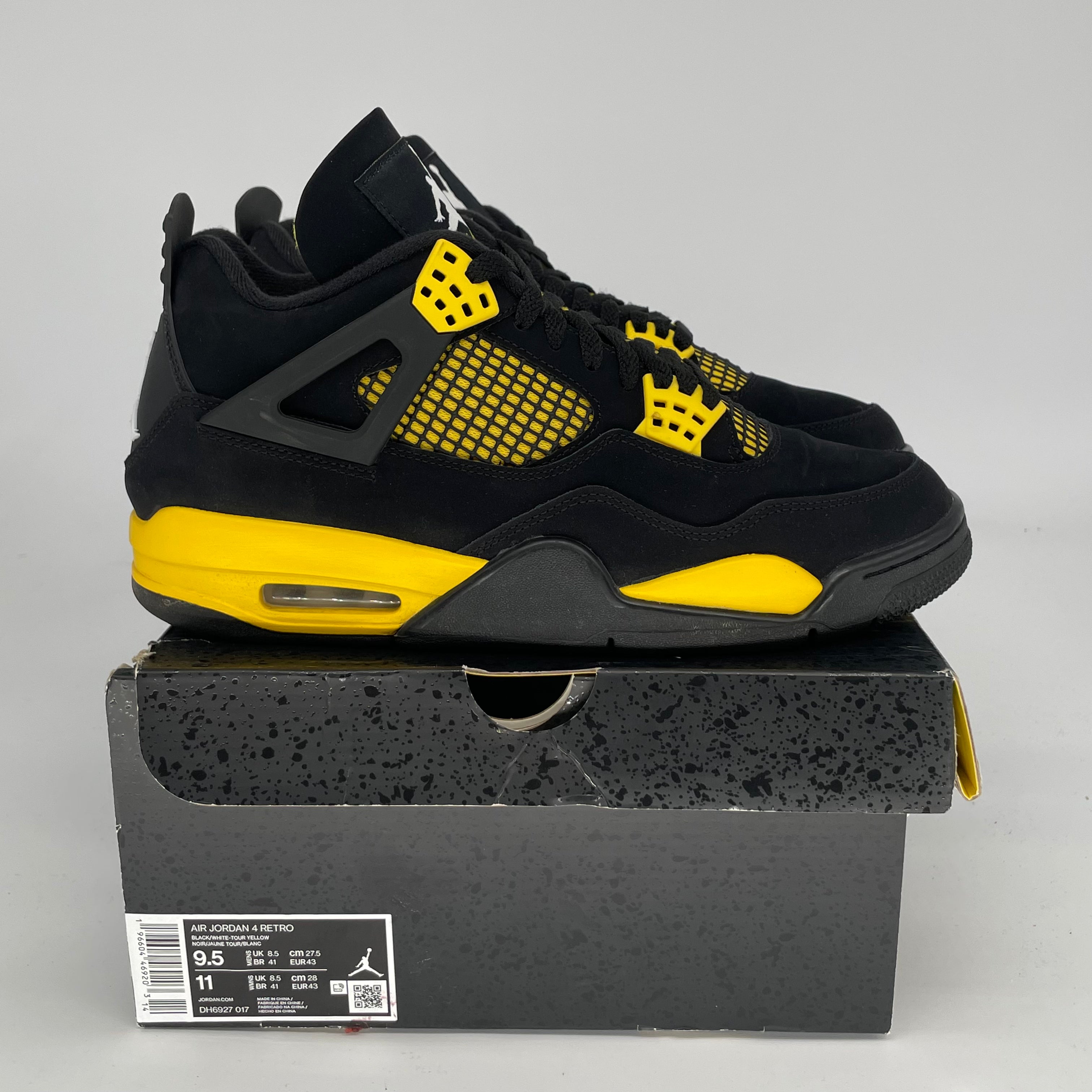 AIR JORDAN 4 THUNDER Retro Sneakers - Men's Size 9.5/Women's Size 11 - Style Code DH6927-017 - Perfect for Basketball, Streetwear & Sneaker Collectors