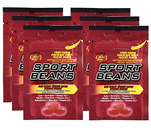Jelly Belly Sport Beans Energy Chews - Fruit Punch Flavor - 6 Pack - Electrolyte Boost for Runners, Cyclists & Athletes - Perfect Pre-Workout & Post-Workout Snack
