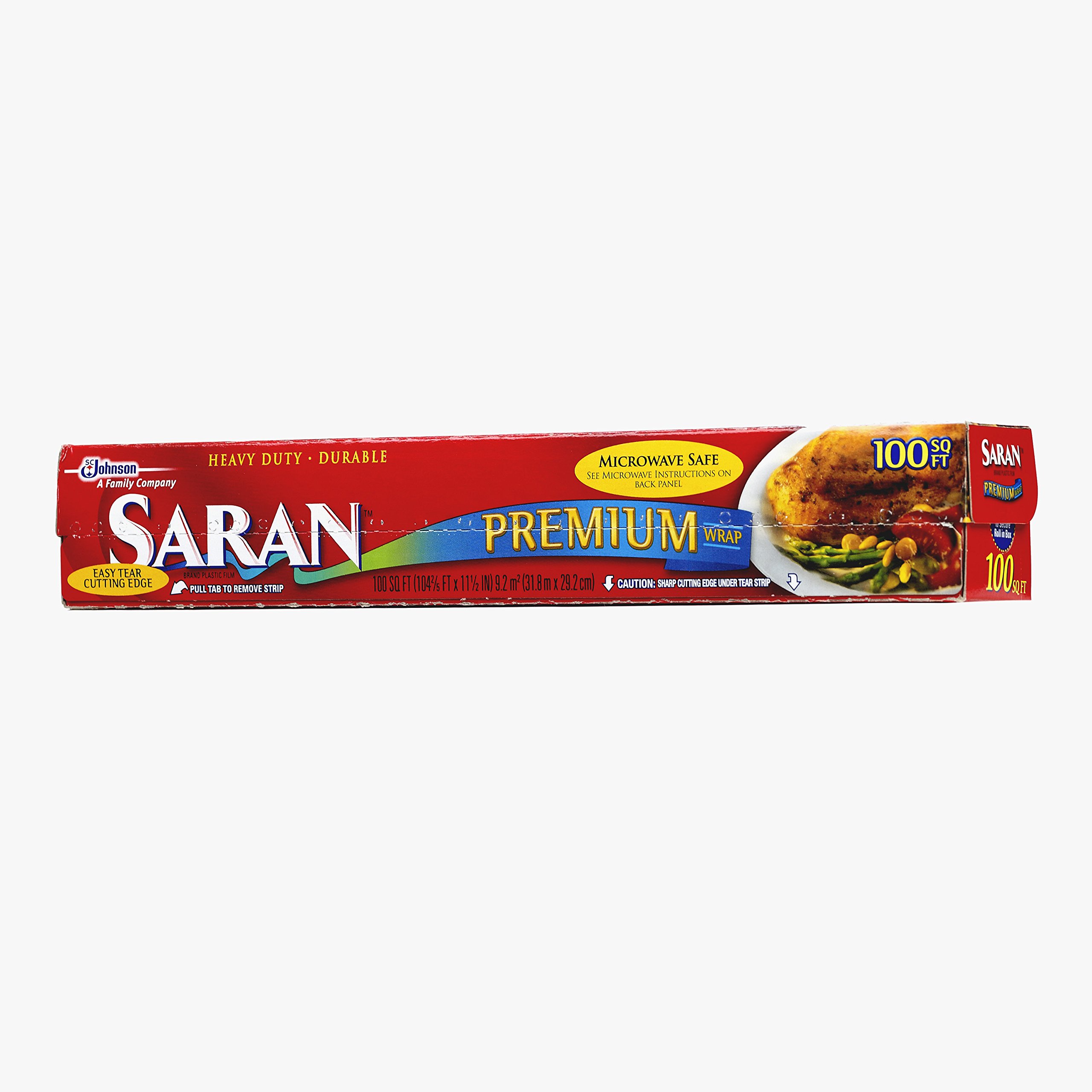 Premium Ziploc Saran Wrap - 100 Sq Ft (12 Pack) - Red Plastic Food Wrap for Freshness | Ideal for Meal Prep, Leftovers & Kitchen Storage