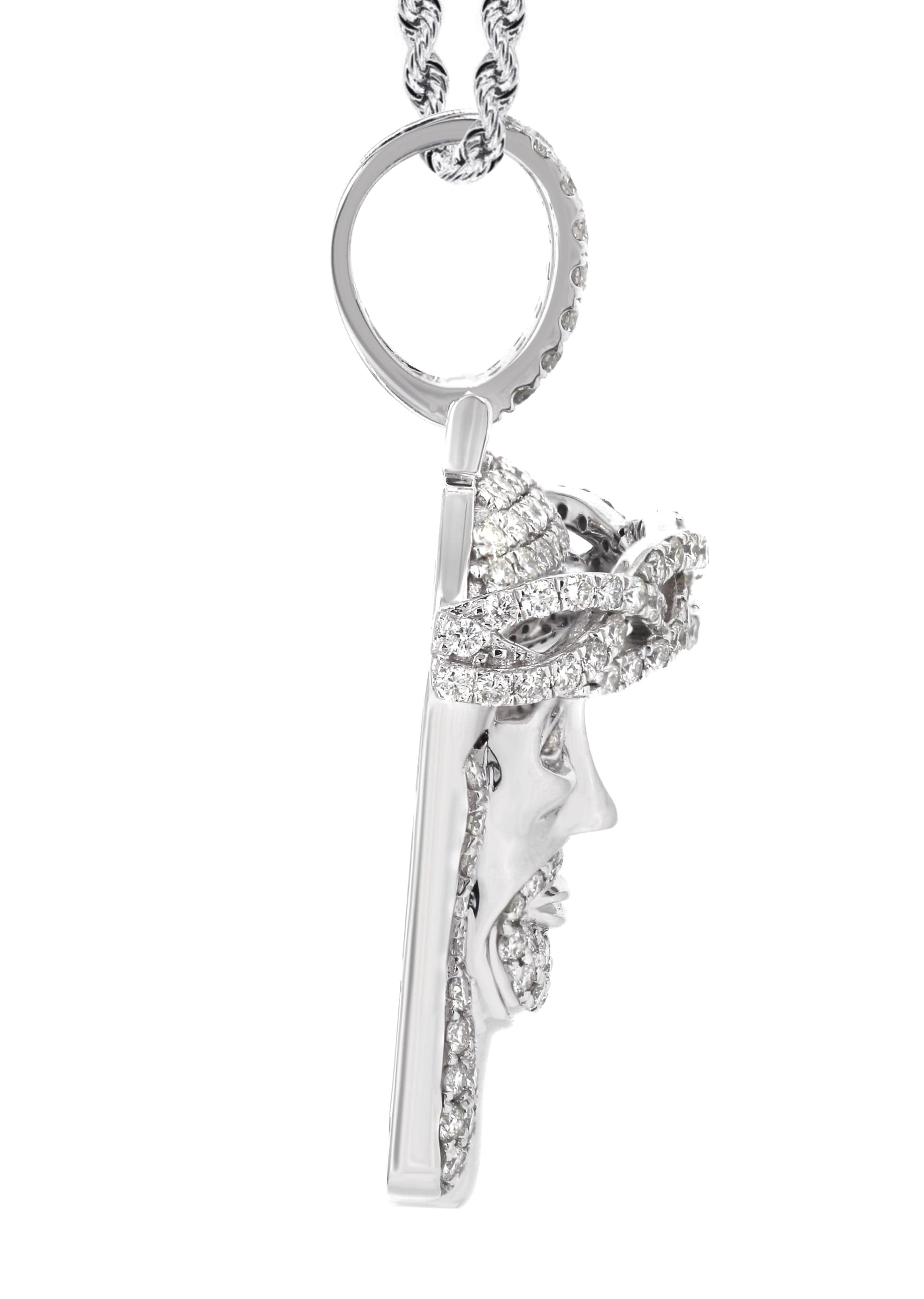 14K White Gold Diamond Jesus Pendant Necklace for Women - 2.85 Carats G-H Color SI Clarity | Religious Jewelry Gift for Baptism, First Communion & Church Occasions