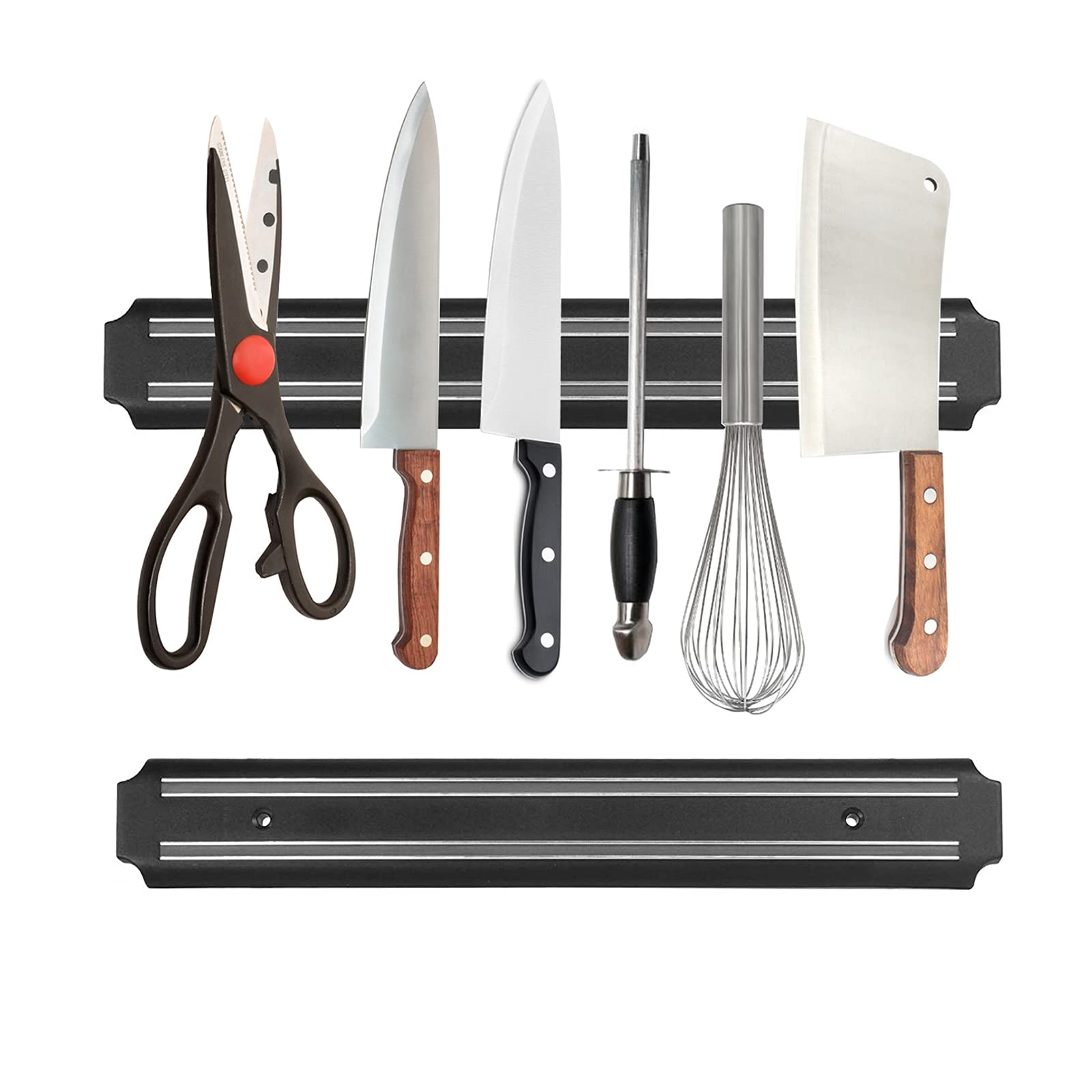 15 Inch Magnetic Knife Strip - Multi-Purpose Kitchen Knife Holder & Tool Organizer Rack for Knives, Utensils & Tools (2 Pack) - Perfect for Kitchen Counter, Workshop & Garage Storage