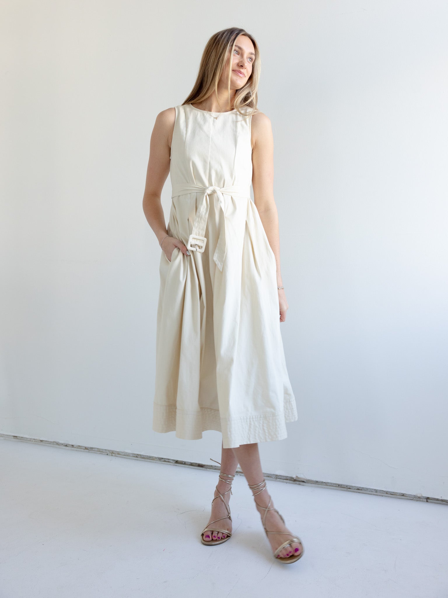 Addison Belted Midi Dress for Women - Elegant Wrap Waist Flowy Dress for Office, Party & Date Night | Summer Casual & Formal Wear