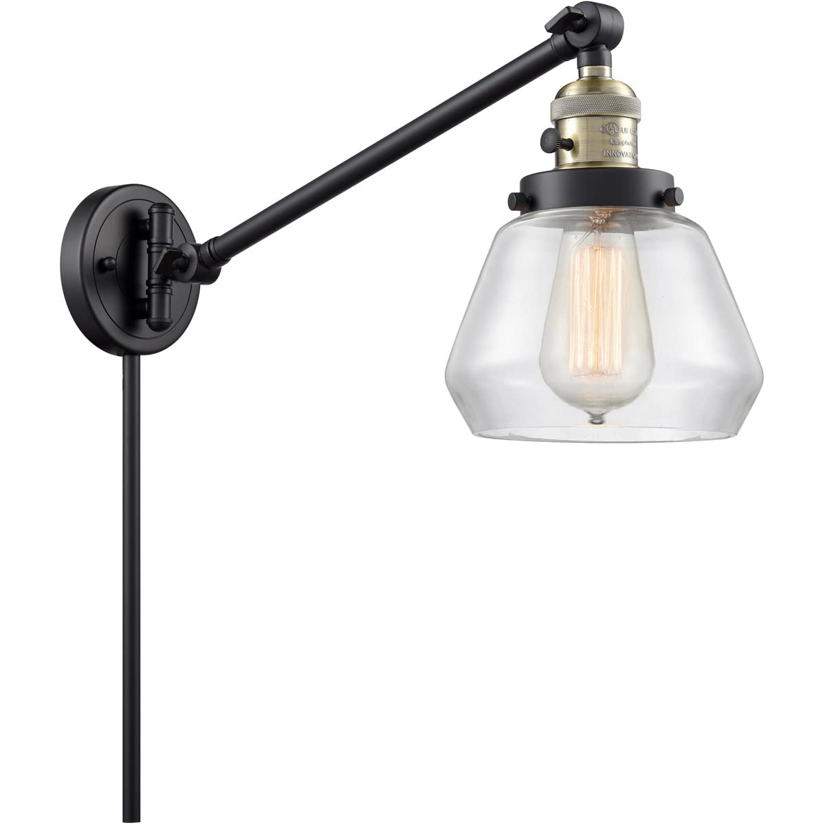 Innovations 237-BAB-G172-LED Vintage Style Dimmable LED Swing Arm Lamp - Black Antique Brass Finish for Bedside, Office Desk, or Reading Nook Lighting