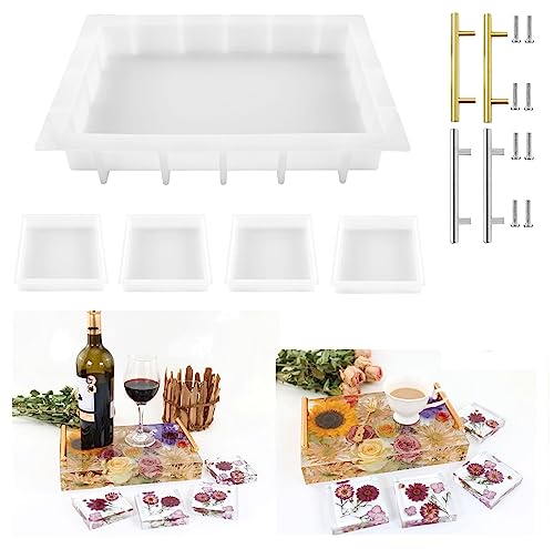 Deep Tray Mold + 4 Piece Coaster Molds+ Handles