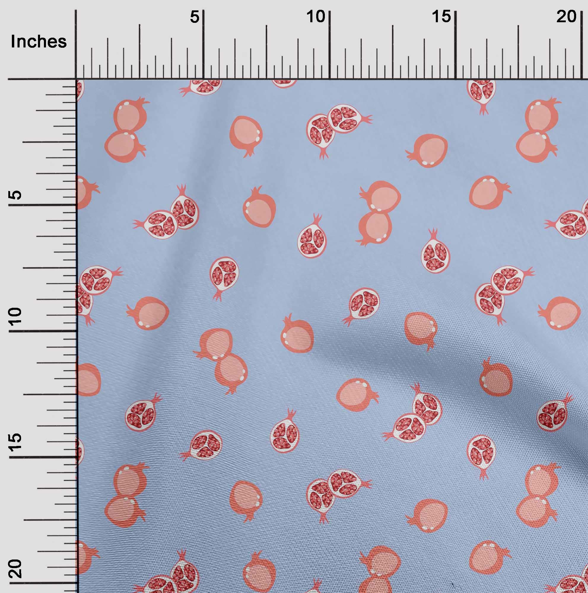 oneOone Cotton Poplin Fabric - Pomegranate Fruit Printed Fabric 1 Yard (42 Inches Wide) for Quilting, Dressmaking & Home Decor Projects