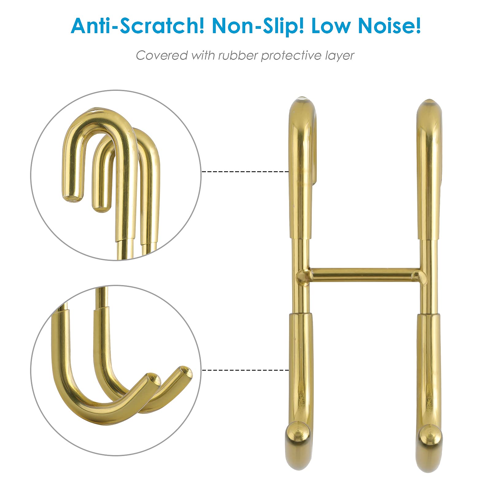 Simtive Gold Shower Door Squeegee Hooks for Towel & Bathroom Accessories (2-Pack) - Perfect for Frameless Glass Shower Doors & Spa-Like Bathroom Organization