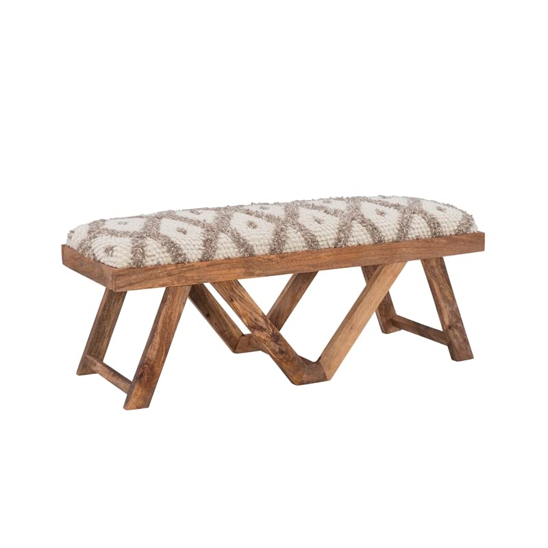 Powell Furniture Linon Bryn Upholstered Wood Bench in Taupe Brown - Stylish Entryway, Bedroom, or Living Room Seating with Storage