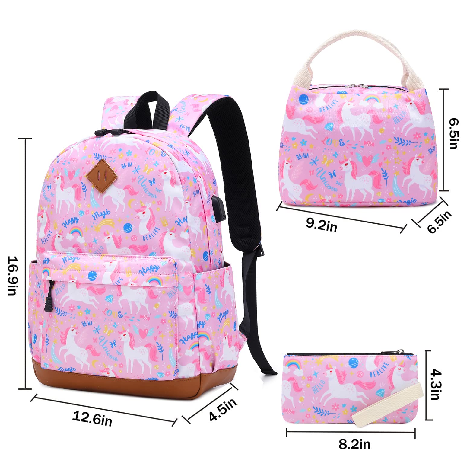 Soekidy Girls Backpack for School - Cute Fox & Unicorn Design, Lightweight Kids Bookbag Set for Preschool & Elementary Students | Perfect for Daily Use, Travel & Outdoor Adventures