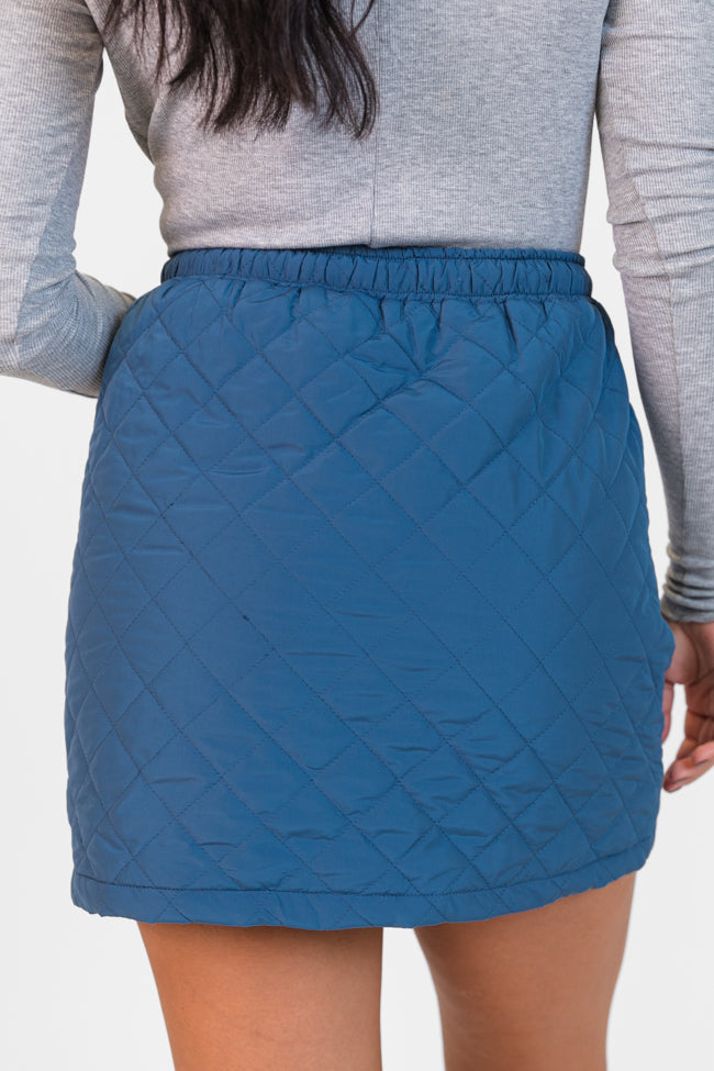 Women's Blue Quilted Skort for Cold Weather - Winter Skirt with Shorts - Perfect for Outdoor Activities, Travel & Casual Wear