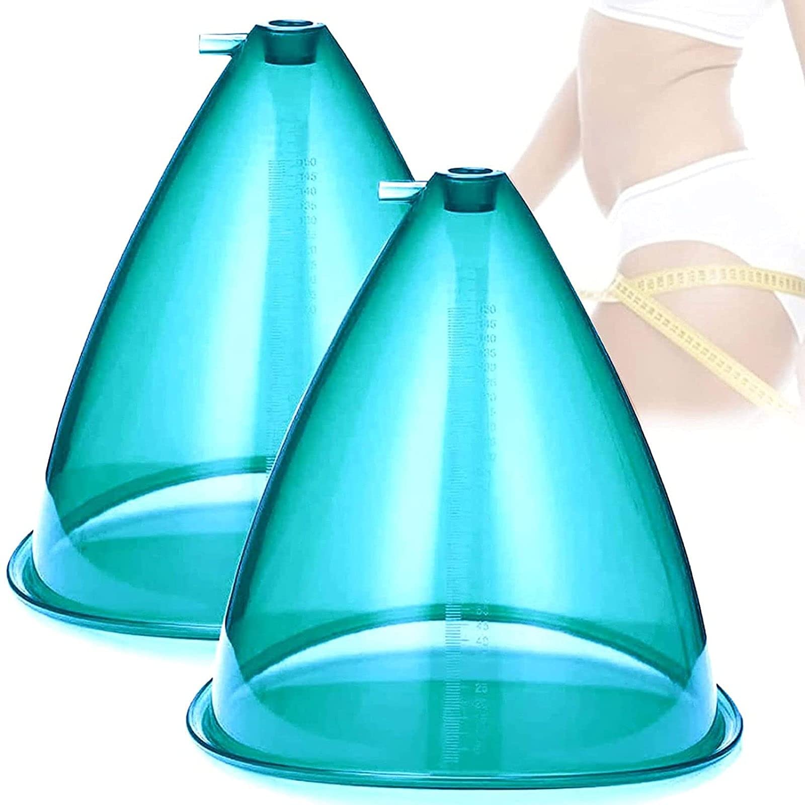 Premium 180ml Silicone Butt Enhancement Cups for Vacuum Therapy - Blue Hip Lifting Massage Cups for Body Shaping & Firming - Perfect for Home Spa, Gym Recovery & Beauty Treatments